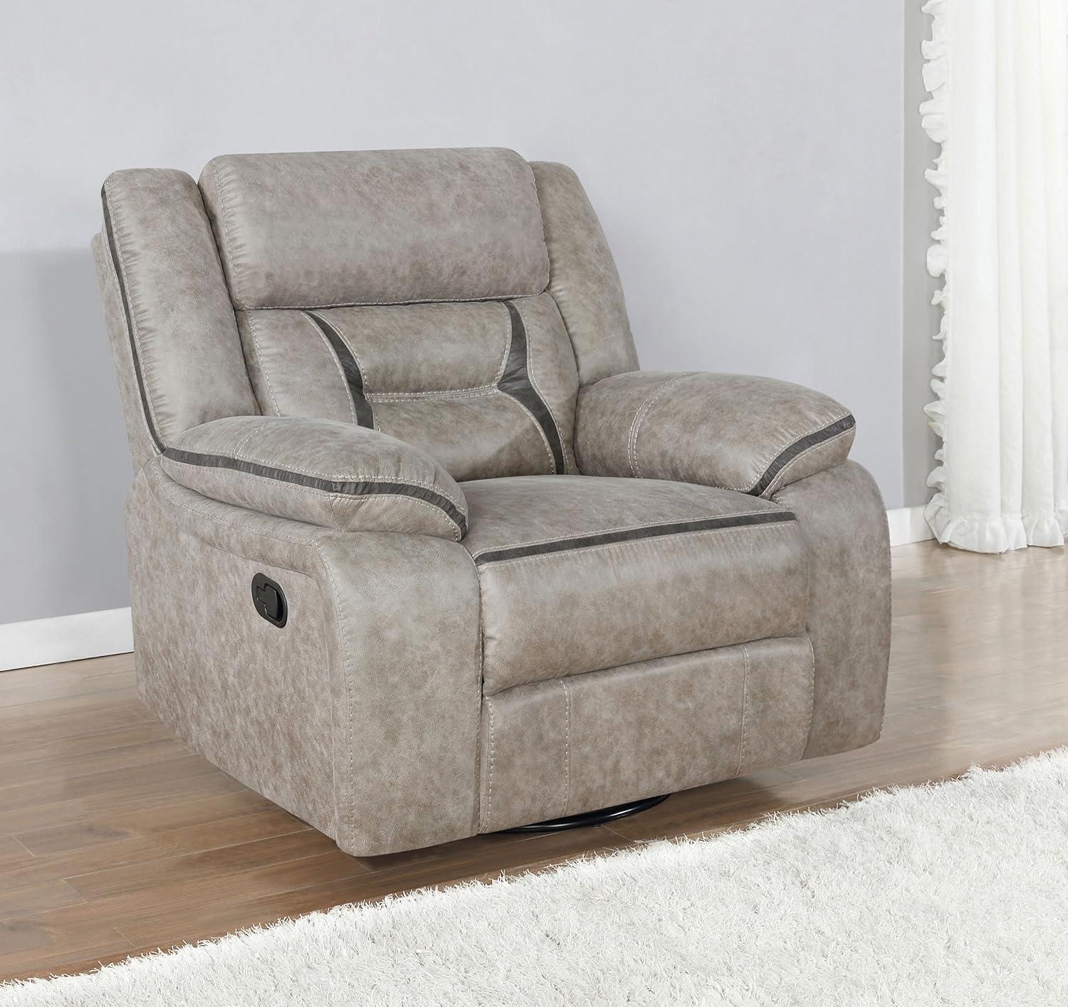 Taupe Faux Leather Swivel Recliner with Lift