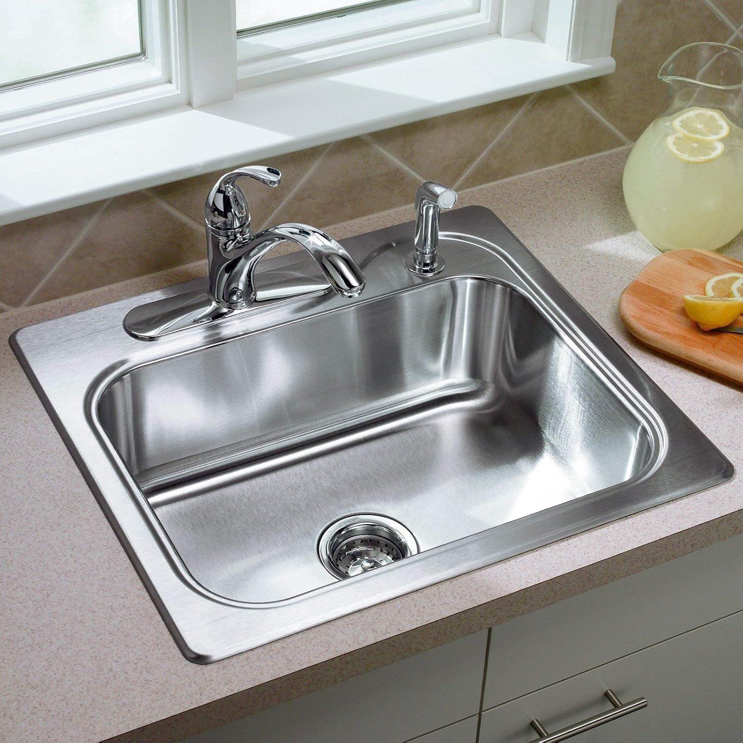 Southhaven 25'' L Drop-In Single Bowl Stainless Steel Kitchen Sink