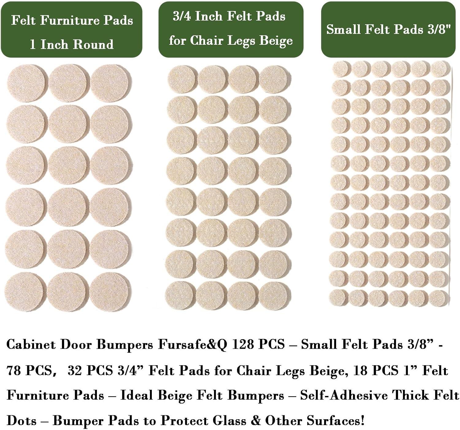 Fursafe&Q Felt Furniture Pads, Furniture Felt Pads for Hardwood Floors -Self Adhesive Chair Leg Floor Protectors, Protect from Nicks, Dents and Scratches, Chair Feet Protectors 136 Pcs Chair Feet