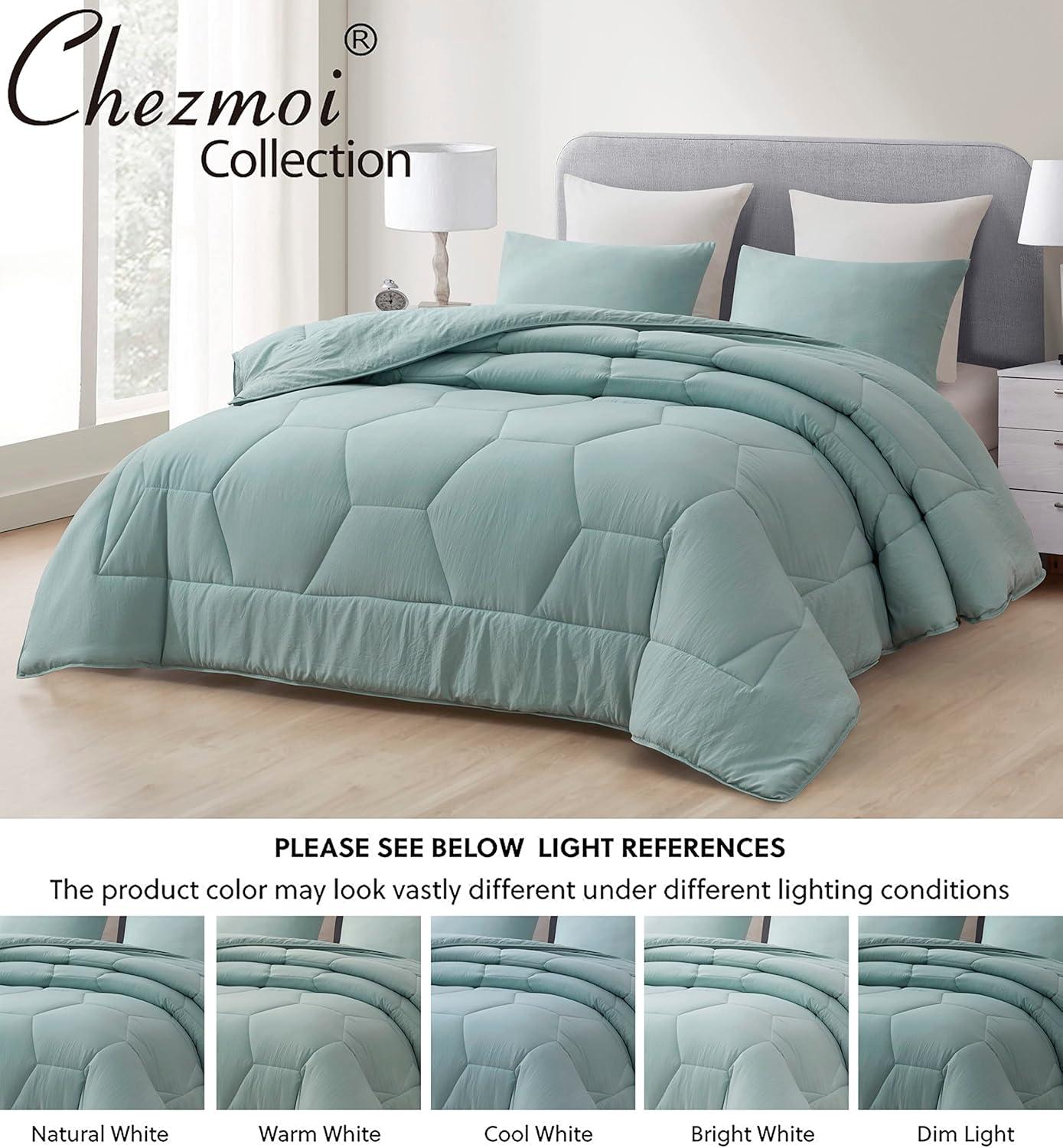 Aqua Twin Honeycomb Quilted Microfiber Comforter Set