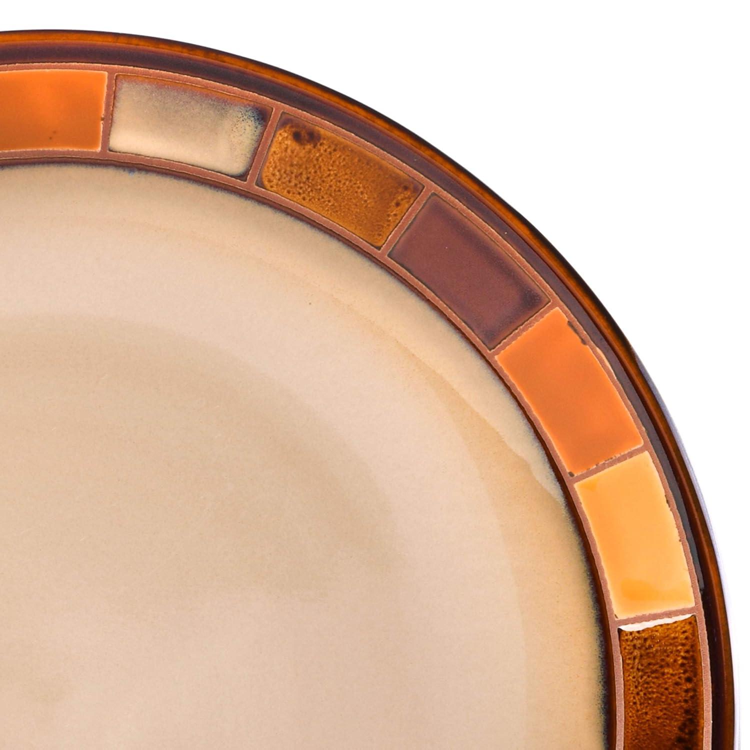 Gibson Elite Casa Estebana 16 Piece Dinnerware Plates, Bowls, & Mugs Set, Cream