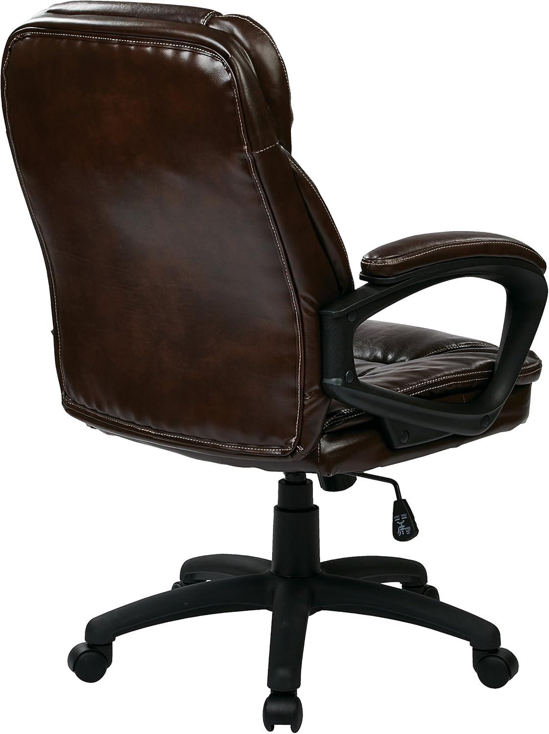 Executive High-Back Swivel Black Leather Office Chair with Lumbar Support