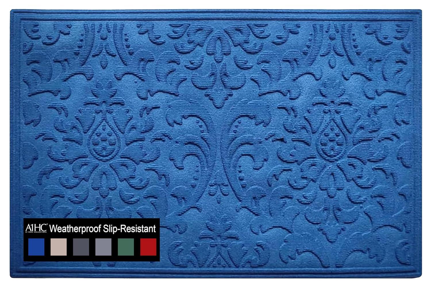 A1HC Indoor Outdoor Mat, Front and Back Entrance Welcome Mats, Large Front Door Patio Mats 24x36 Inches, Non-Slip Easy Clean Entrance Washable Large Size Doormats, Blue