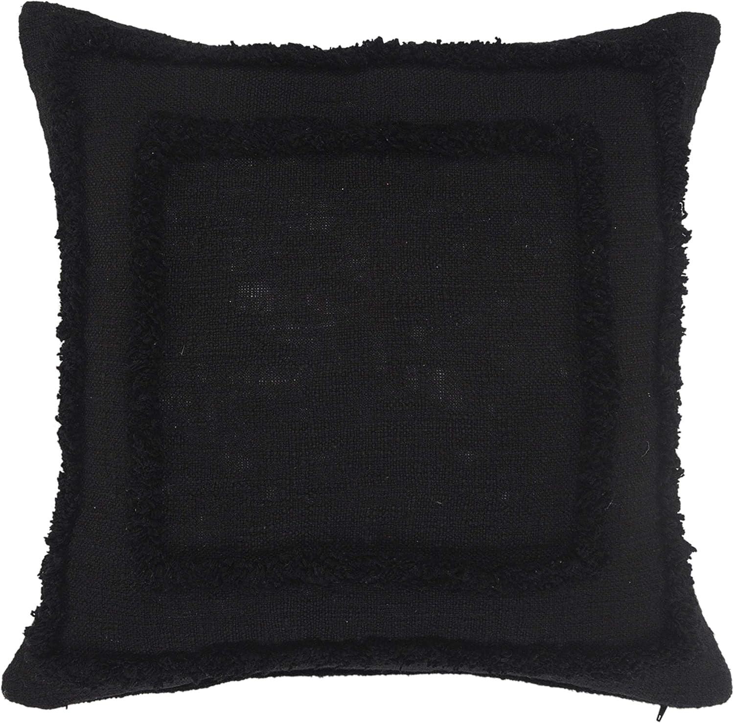 Ox Bay Modern Tufted Solid Throw Pillow, 20" x 20", Black