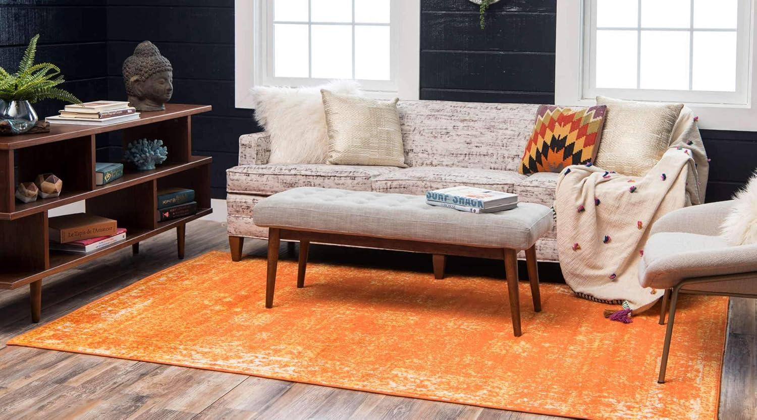 Casino Sofia 9' x 12' Rectangular Orange Indoor Area Rug