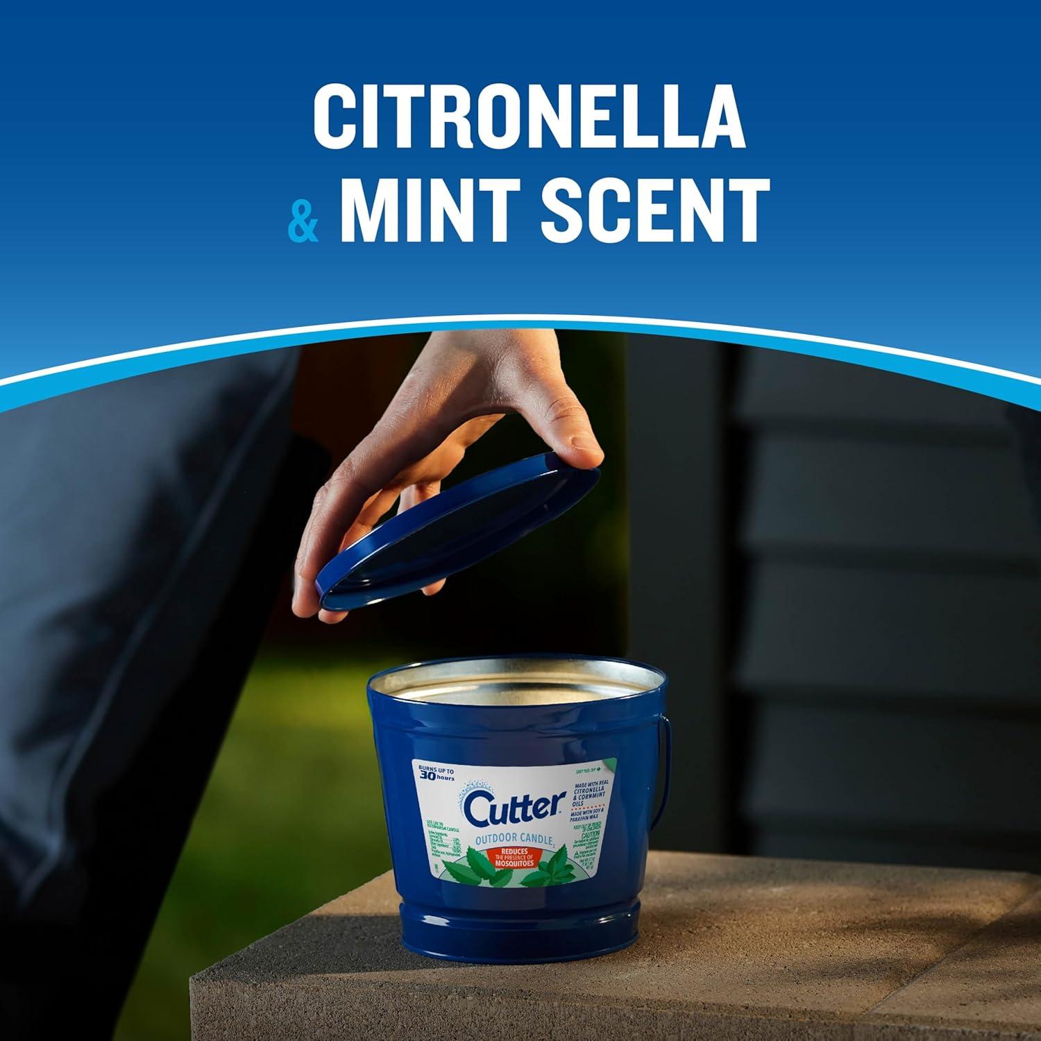 Cutter Outdoor Soy Wax Candle, Reduces The Presence of Mosquitos, Citronella & Mint Scent, 17 Ounces