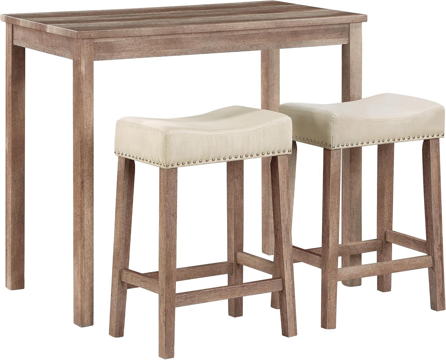 Celina 42" Natural Woodgrain Counter Height Dining Set with Suede-Feel Seats