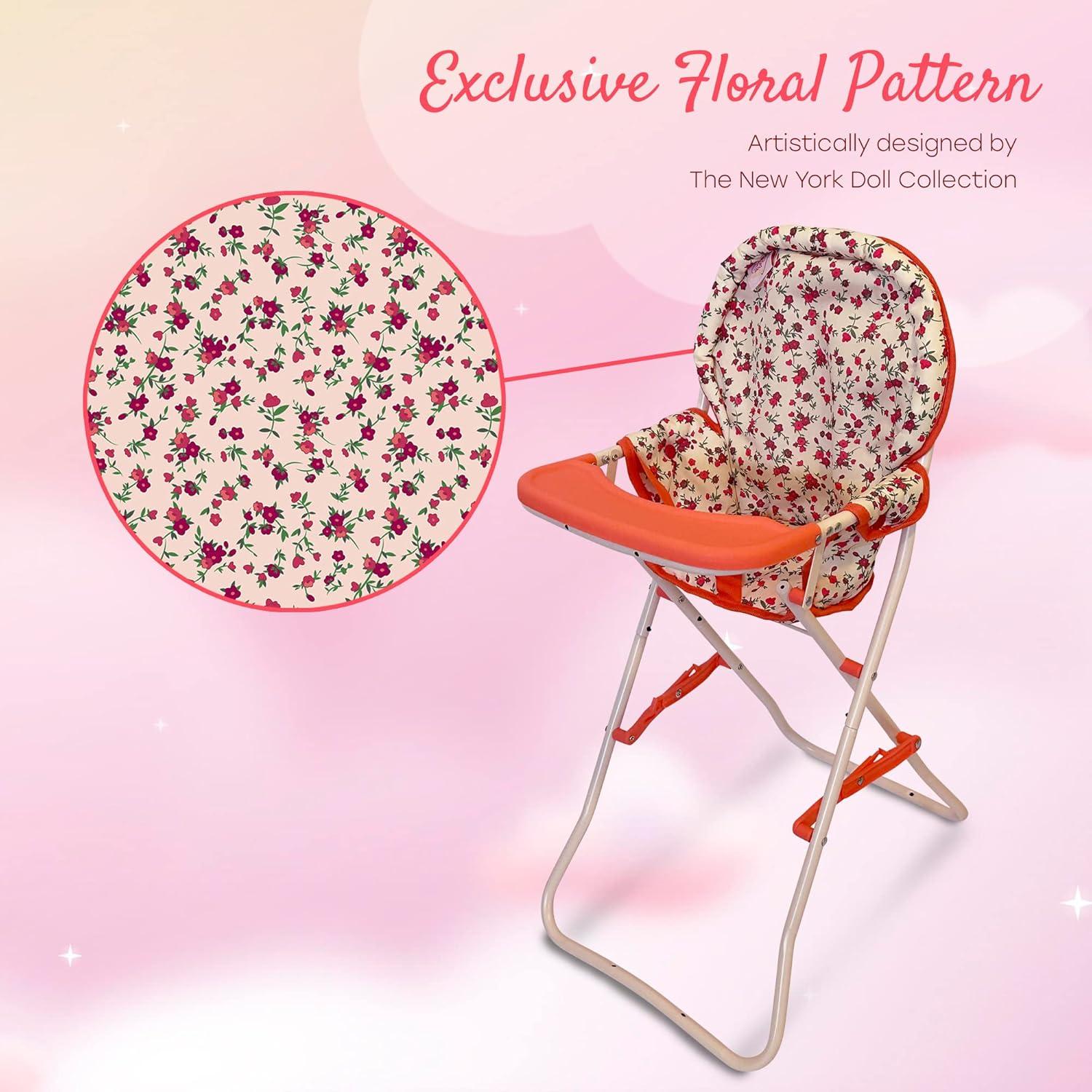The New York Doll Collection 18 Inch Doll High Chair Floral
