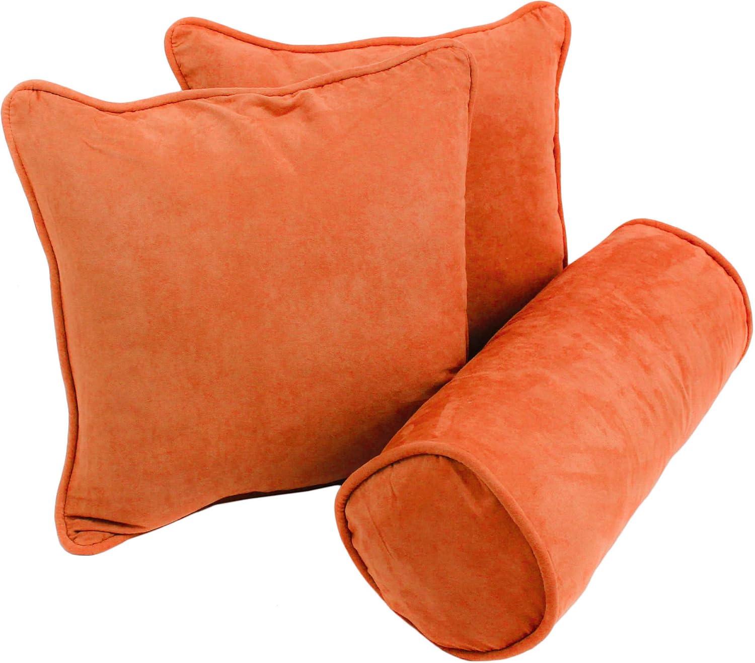 Tangerine Dream Double-Corded Microsuede Throw Pillow Set with Inserts