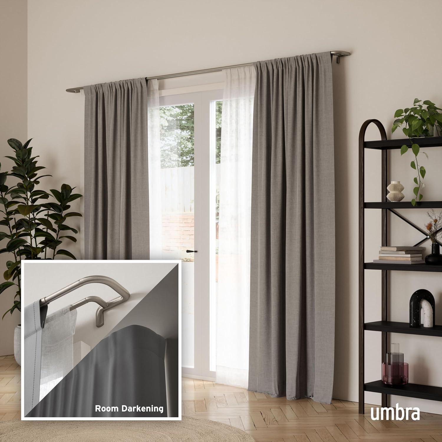 Matte Nickel Double Curtain Rod with Wrap-Around Design