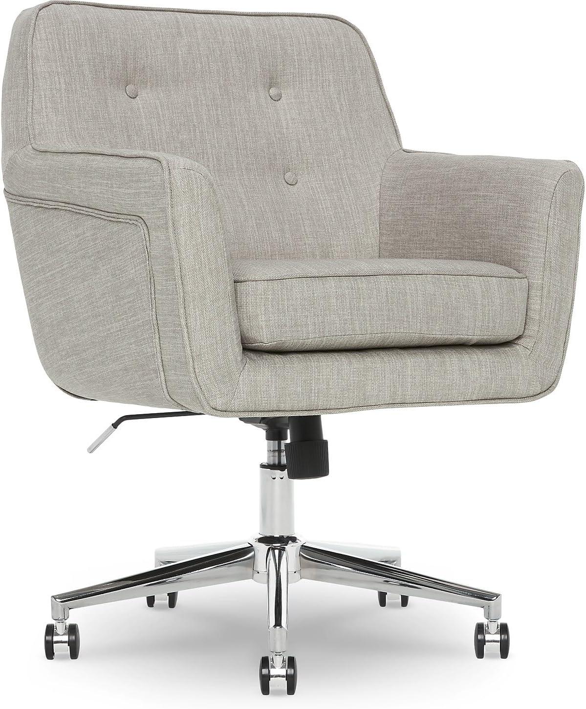 Serta Ashland Modern Office Chair, Mid-Back, Quality Memory Foam Cushion, Metal Base Chrome Finish