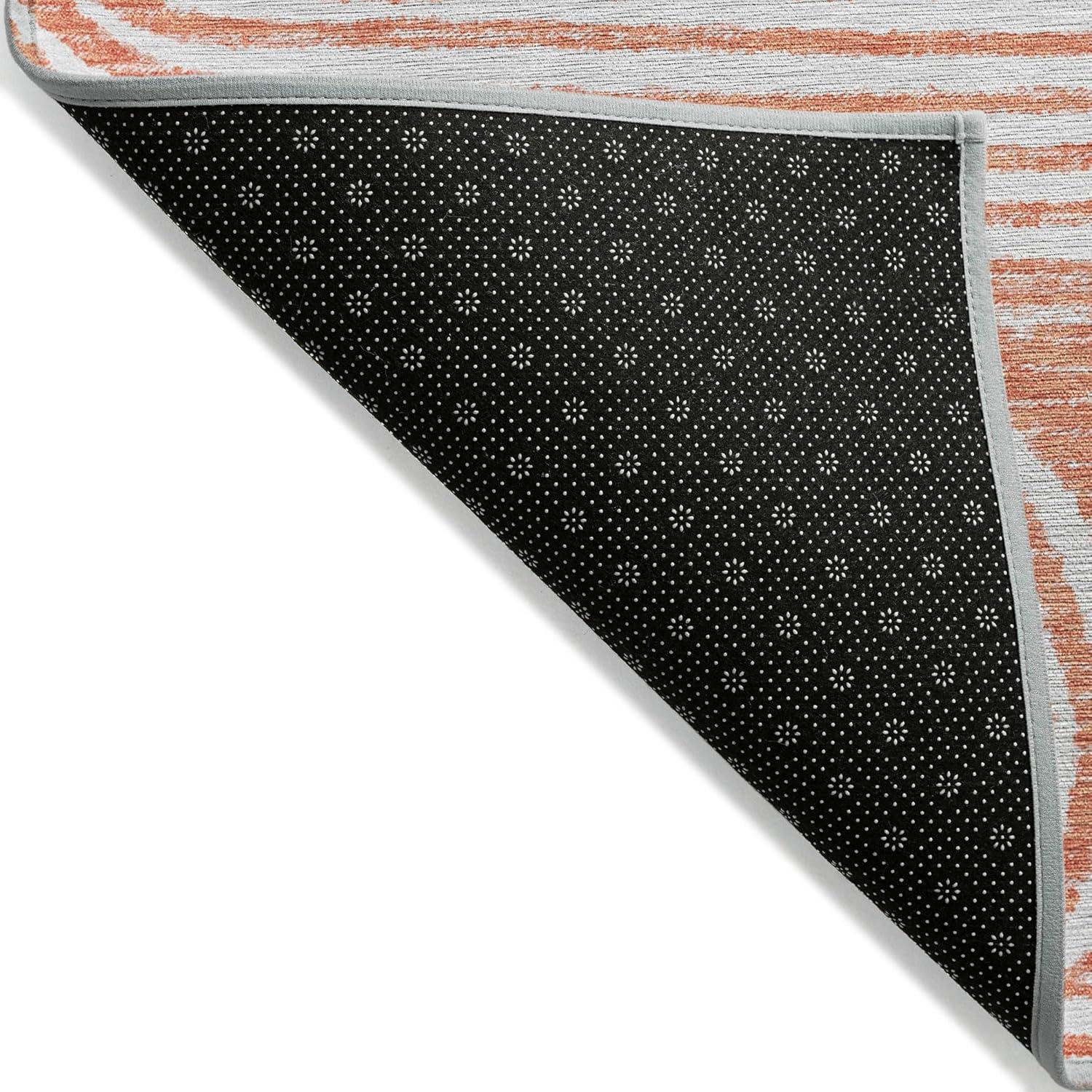 Salmon Abstract 5' x 7' Synthetic Flat Woven Rug