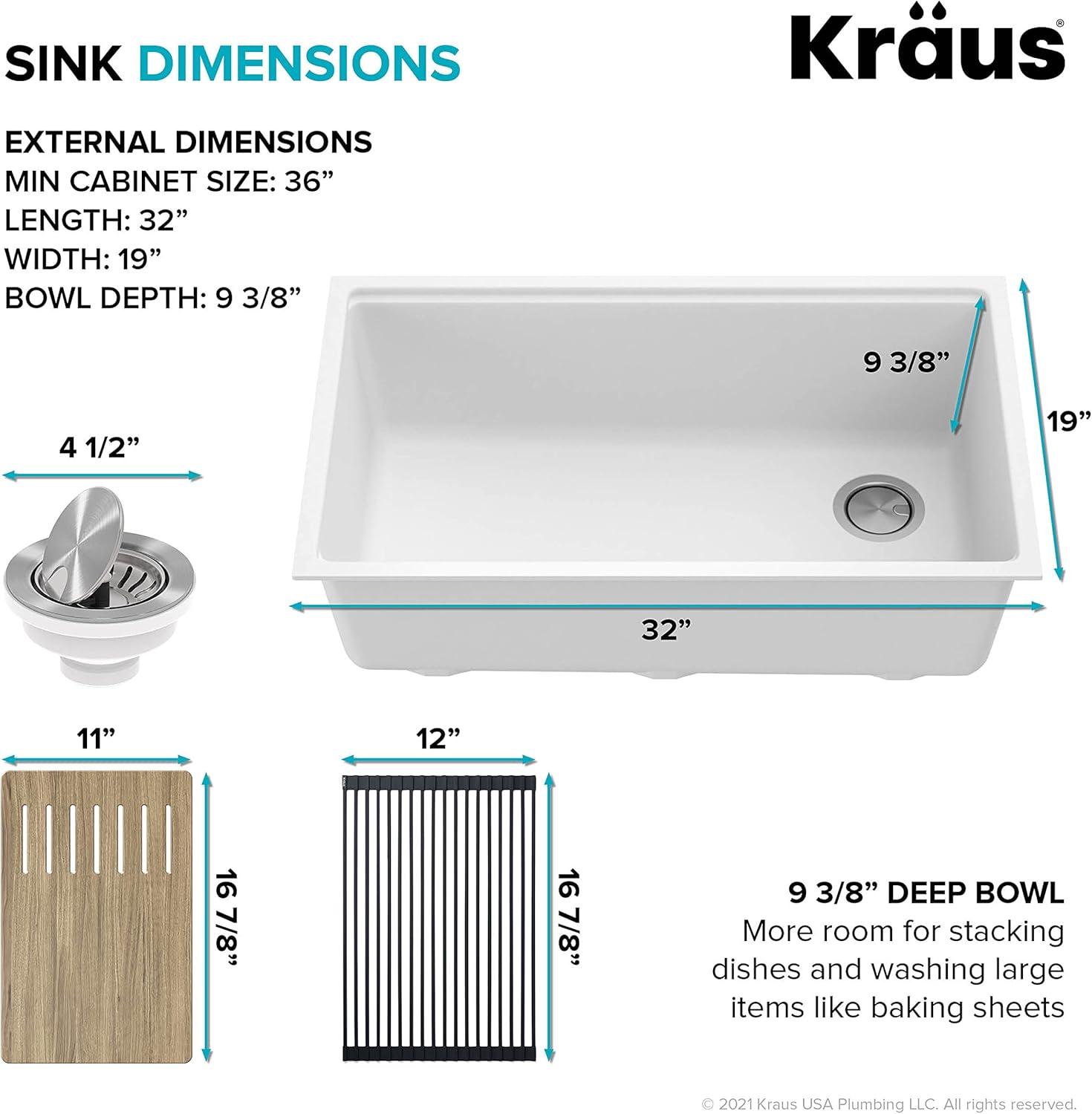 Kraus Bellucci 32 in. Undermount Quartz Composite Single Bowl Kitchen Sink with Accessories