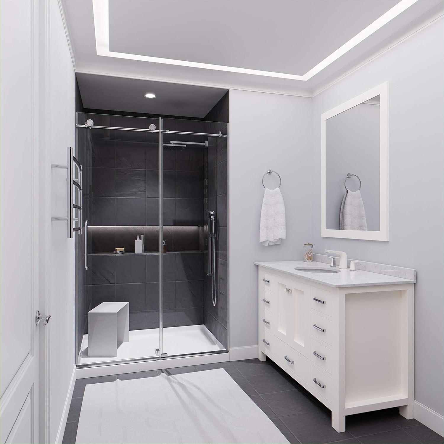 Madam Series 48" W x 76" H Single Sliding Semi-Frameless Shower Door