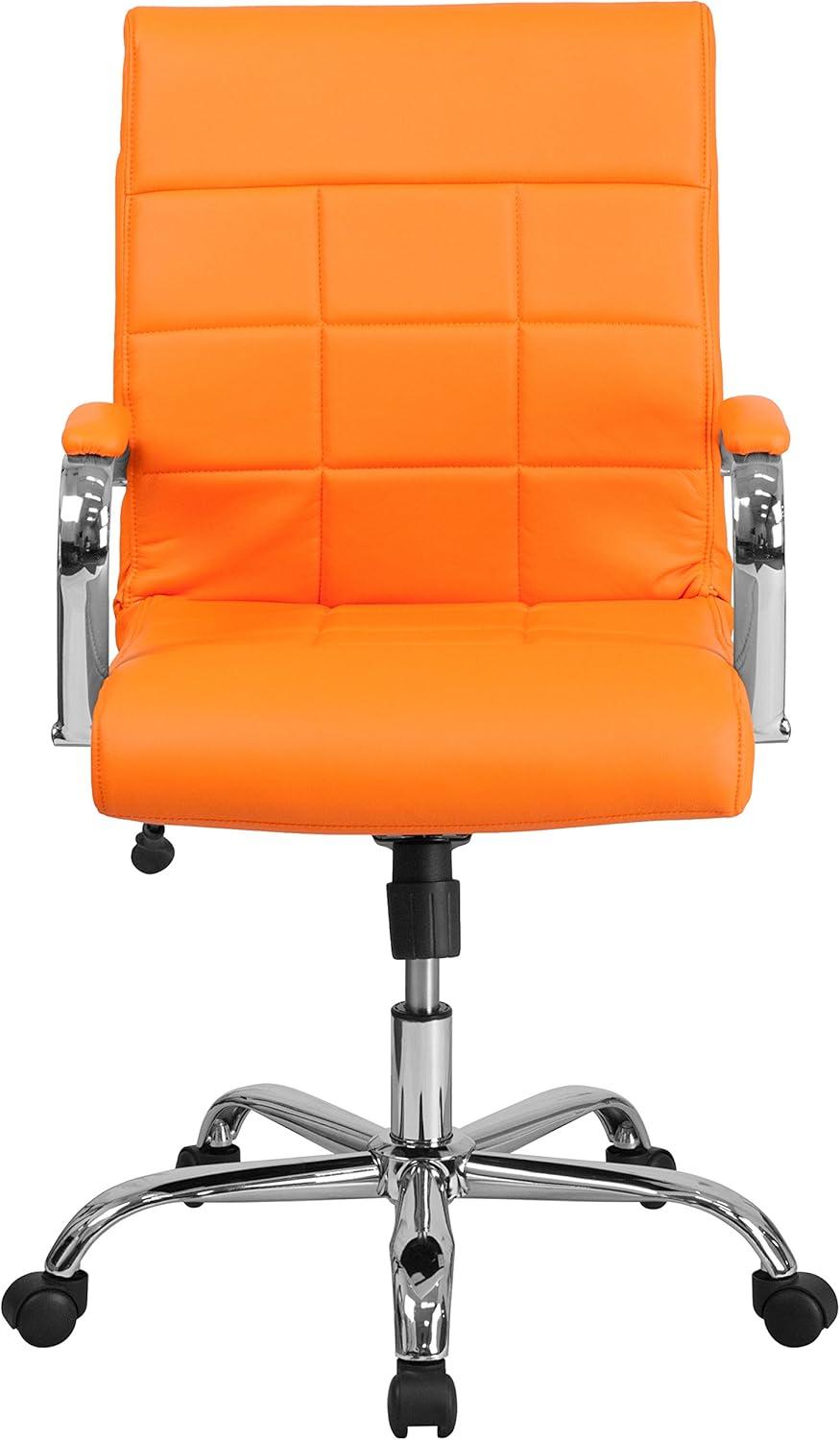 Flash Furniture Mid-Back Vinyl Executive Swivel Office Chair with Chrome Base and Arms