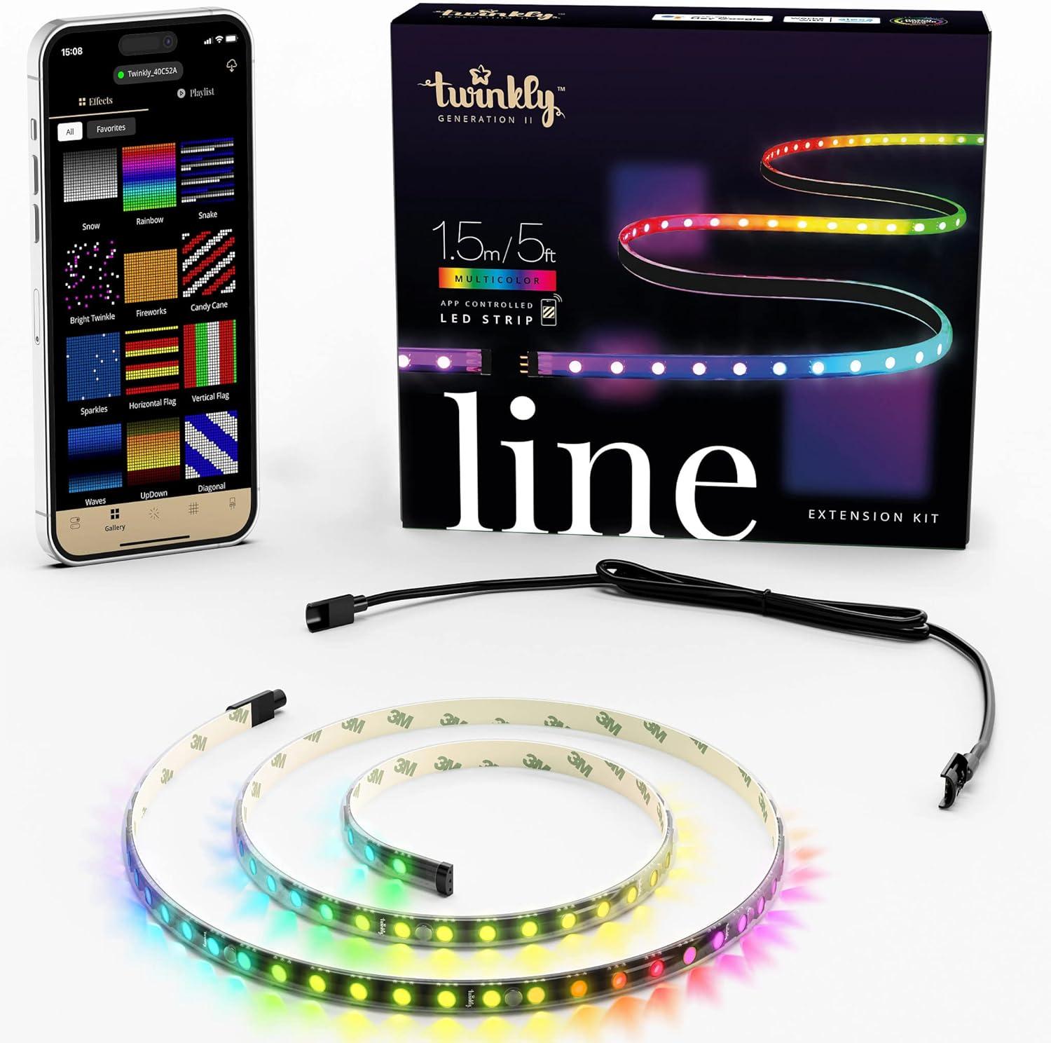 Twinkly 5ft Multicolor LED Light Strip Extension Kit with Adhesive and Magnetic Mount