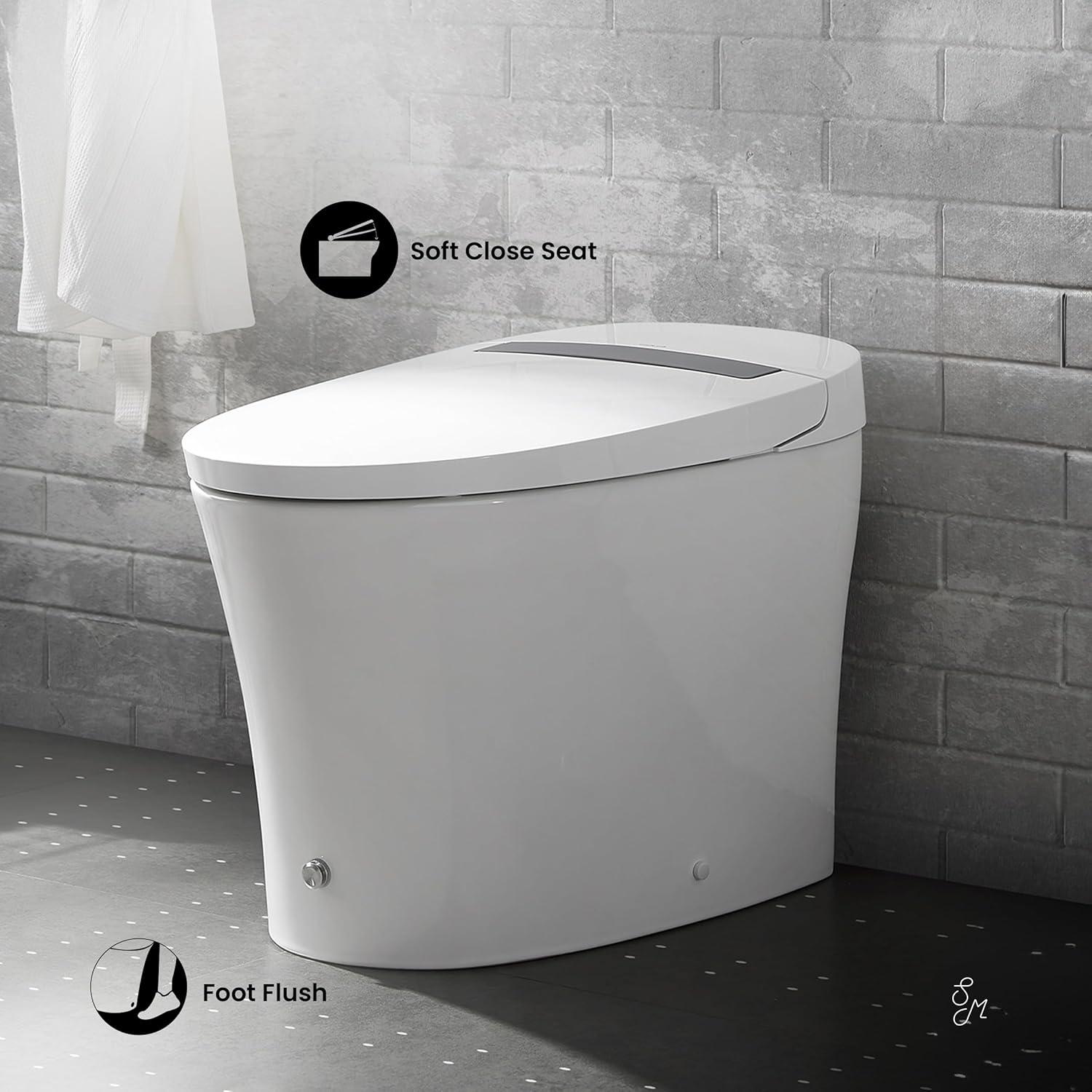 Hugo Smart Tankless Elongated Toilet, Touchless VortexÂ Dual-Flush 1.1/1.6 gpf