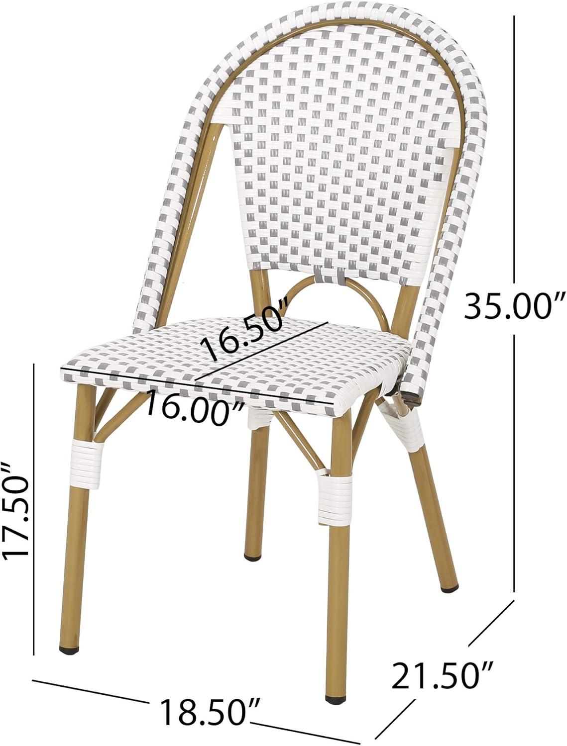 Christopher Knight Home Elize 4pk Outdoor French Cafe Chairs - Gray/White/Bamboo