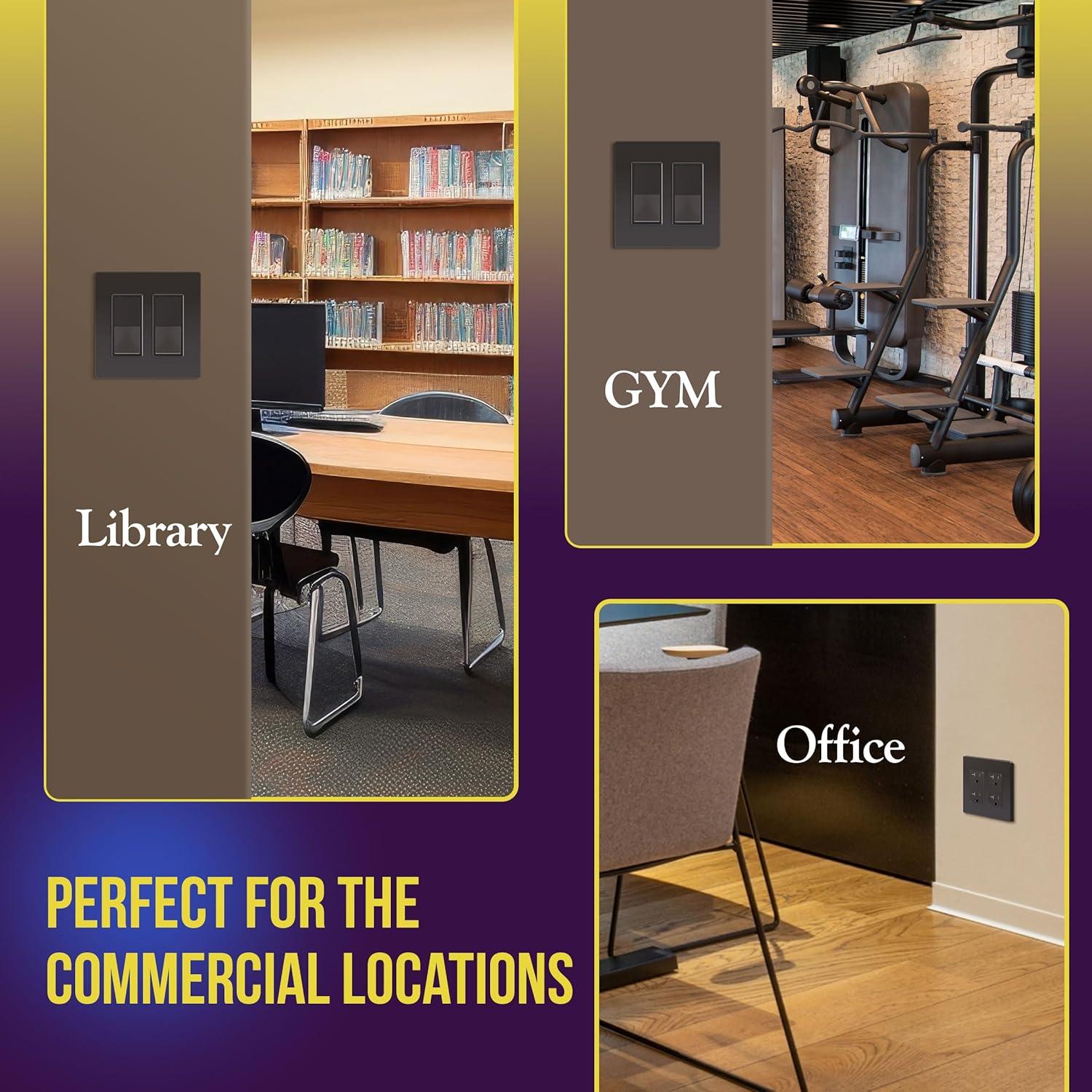 ENERLITES Elite Series Screwless Decorator Wall Plate Child Safe Outlet Cover, Size 1-Gang, Unbreakable Polycarbonate Thermoplastic, SI8831-DB, Dark Bronze