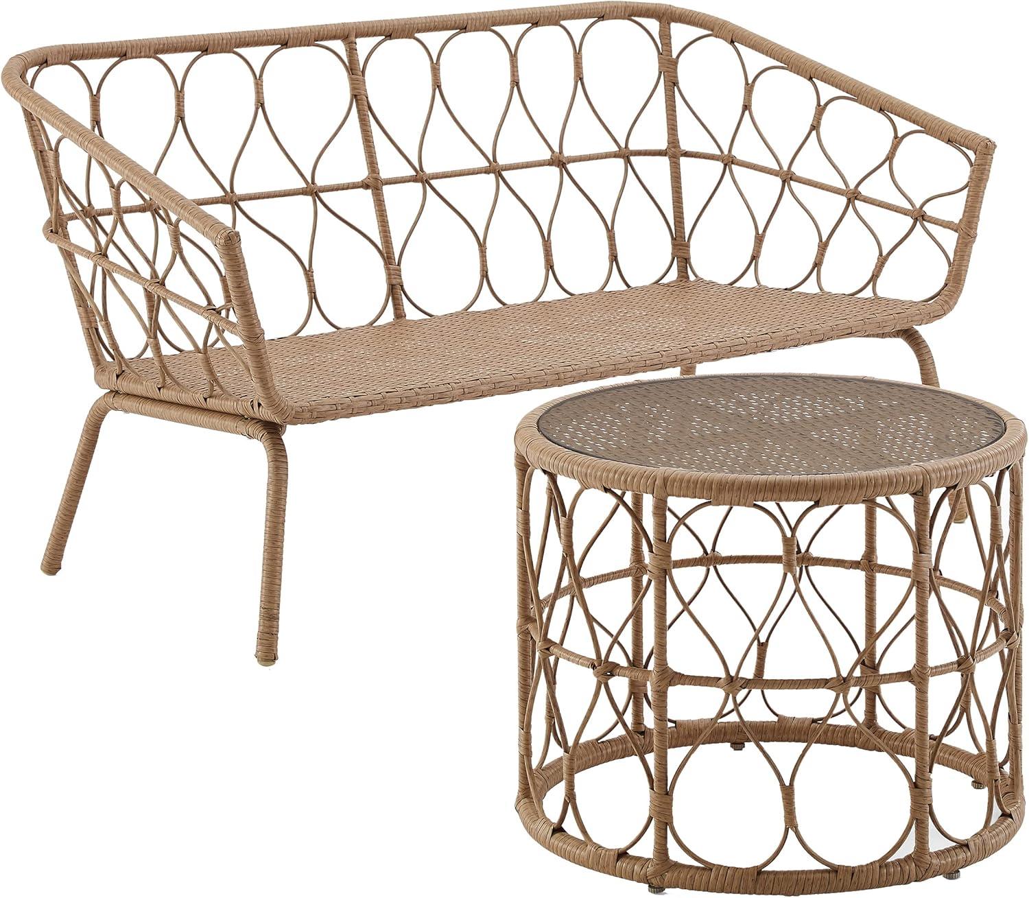 Juniper 2pc Outdoor Wicker Conversation Set: Steel Frame, Weather-Resistant - Crosley