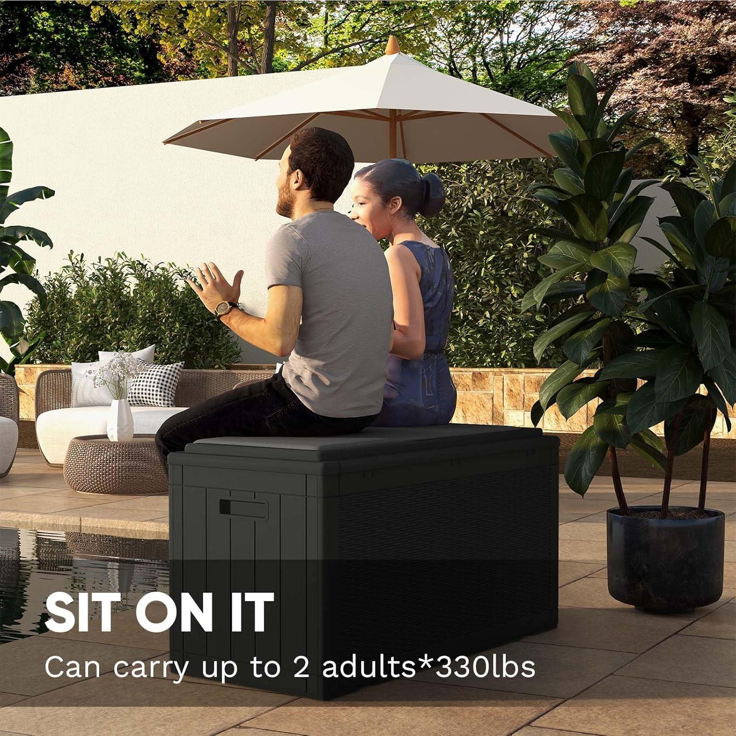 Patiowell 100 Gallons Water Resistant Resin Lockable Deck Box