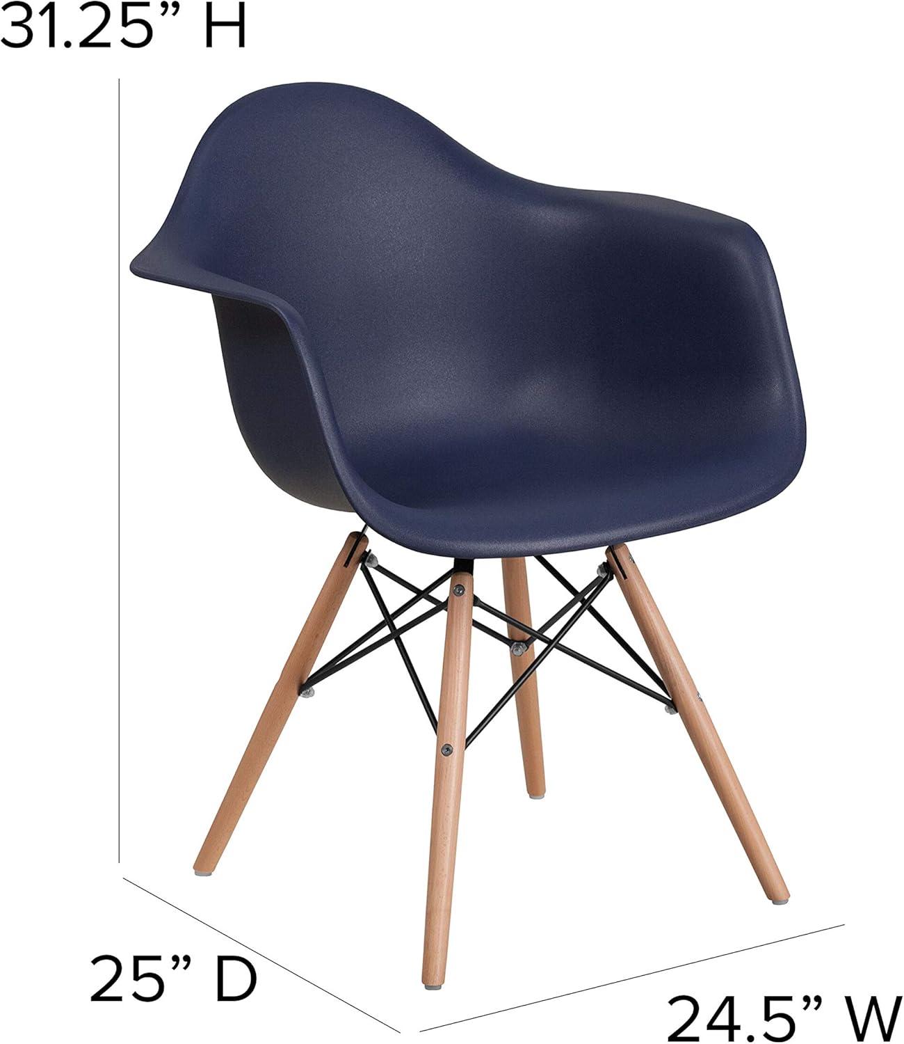 Flash Furniture Alonza Series Plastic Chair with Arms and Wooden Legs