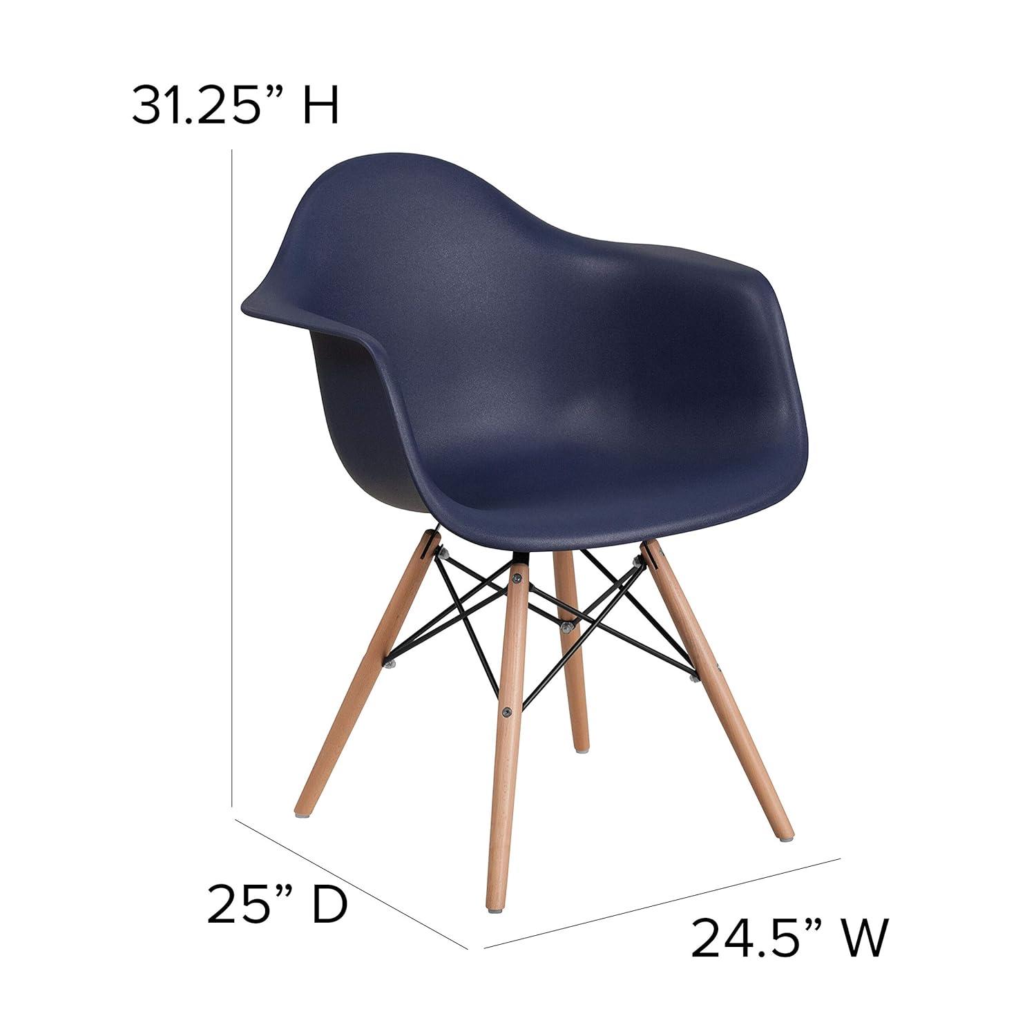 2 Pack Alonza Series Navy Plastic Chair with Wooden Legs