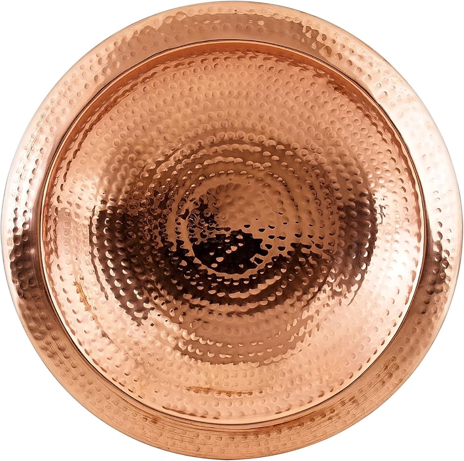 Achla Designs 201-9904 Hammered Bowl with Rim Birdbath, Polished Copper Plated