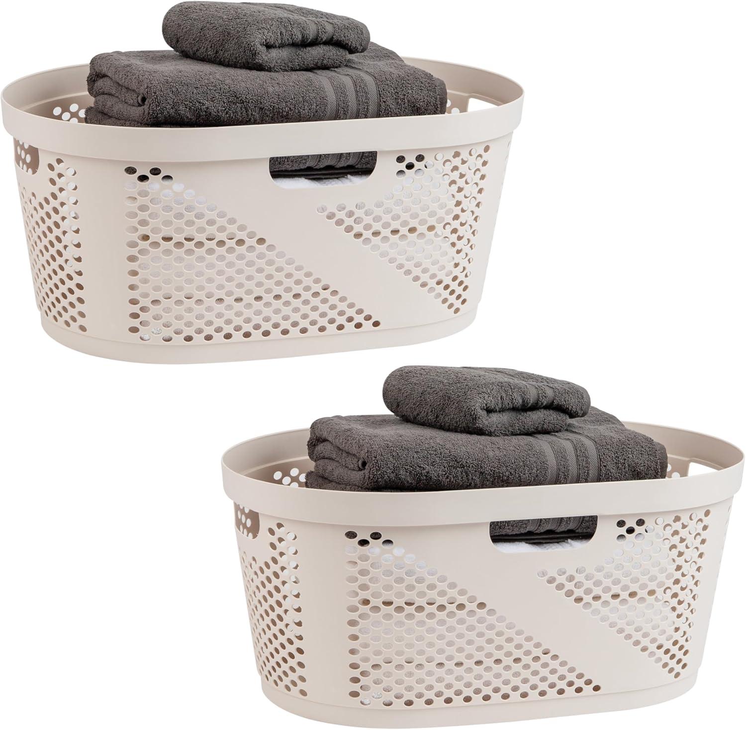 Mind Reader 40L Laundry Basket, Clothes Hamper, Ventilated, Plastic, 23"L x 14.5"W x 10.5"H, 2 Pack