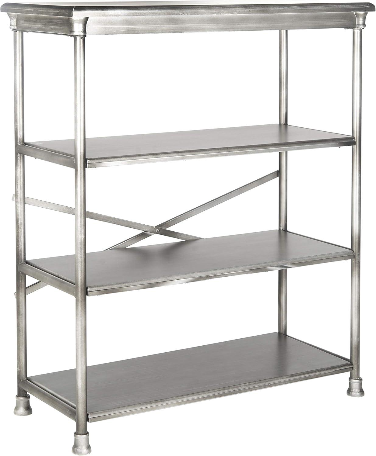 Jamison Transitional Dark Silver Wood & Iron Large Etagere Bookcase