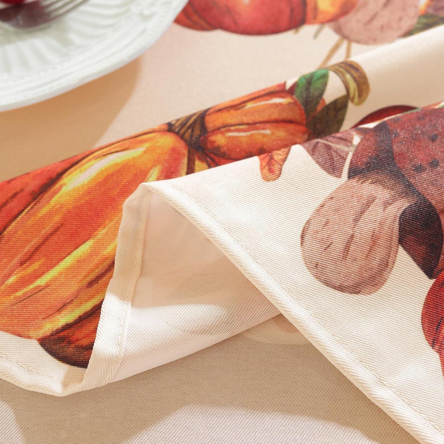 Elrene Holiday Turkey Bordered Fall Tablecloth - White/Red - Elrene Home Fashions