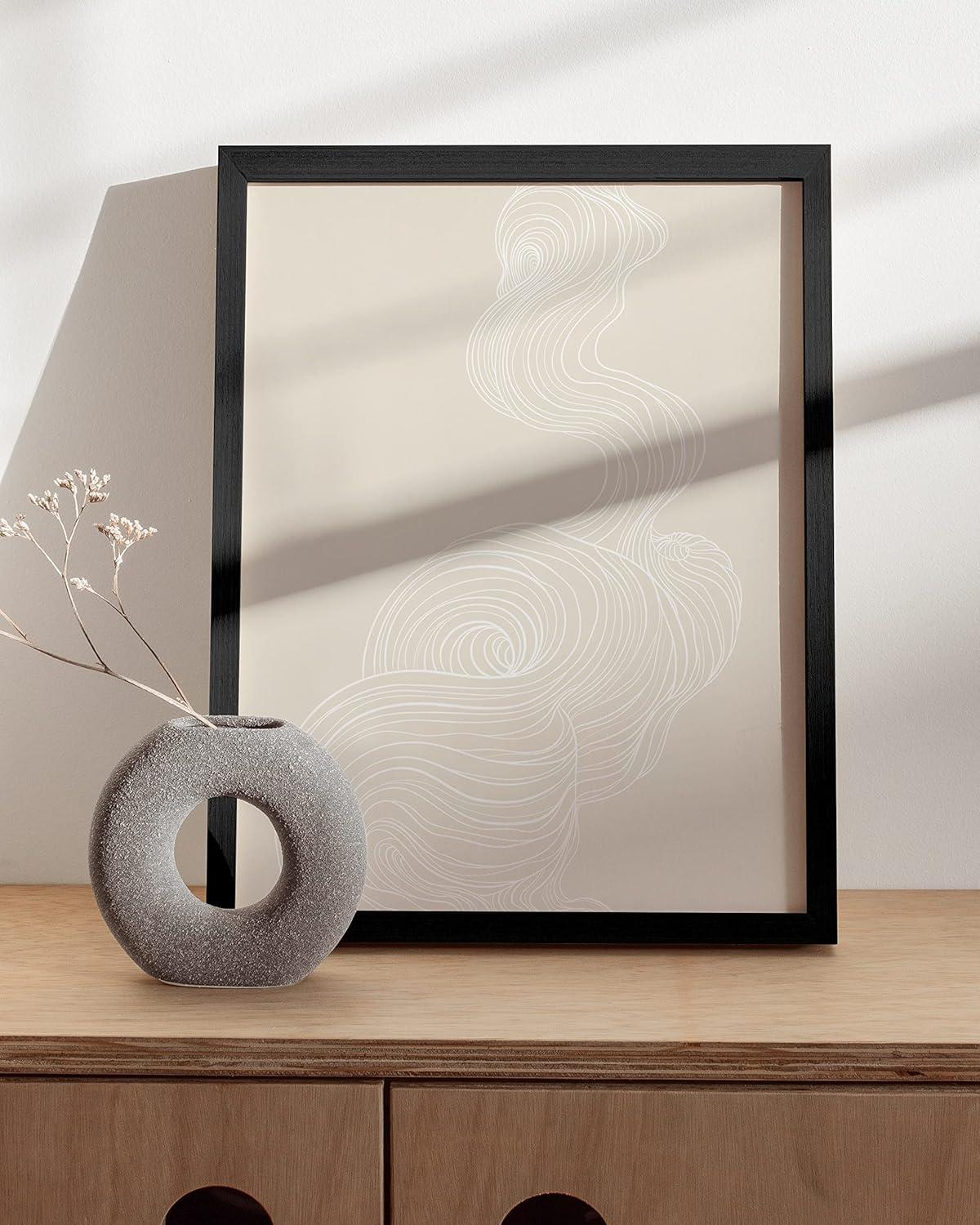 Abstract Wall Art Line Art Wall Decor - by Haus and Hues | Minimalist Wall Art Modern Wall Decor Modern Wall Art Minimalist Art Scandinavian Decor Abstract Smoke with Tan Background UNFRAMED 12x16