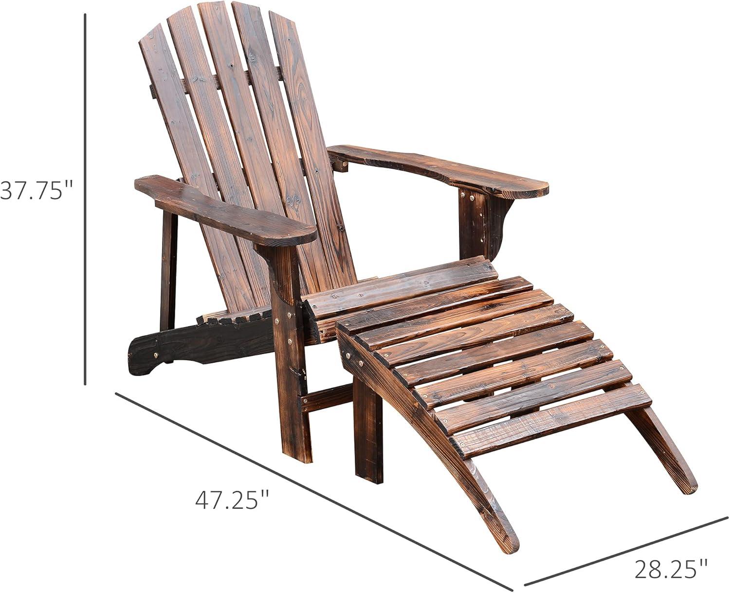 Rustic Brown Fir Wood Adirondack Chair with Ottoman