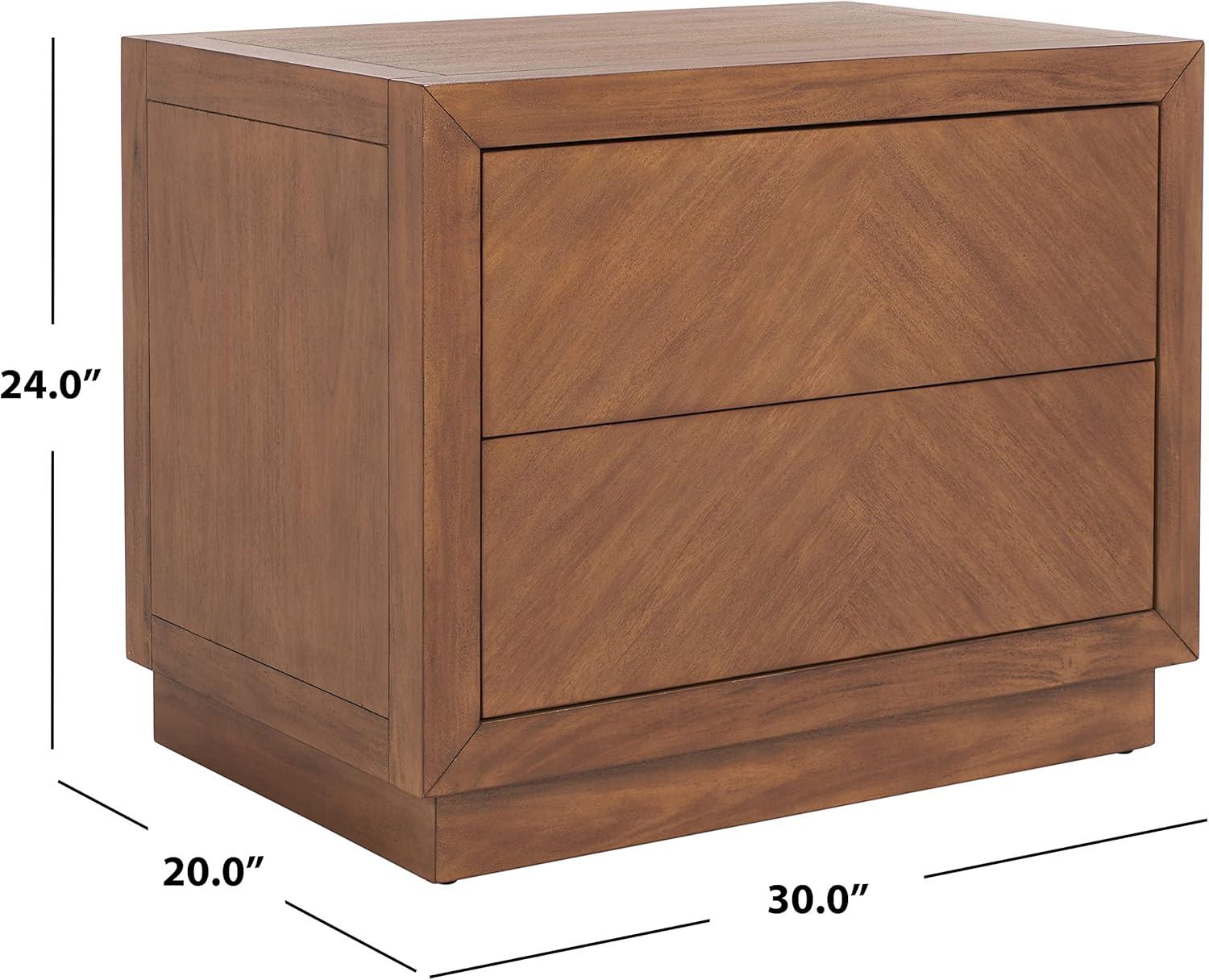 Steve 2-Drawer Brown Mahogany Wood Nightstand