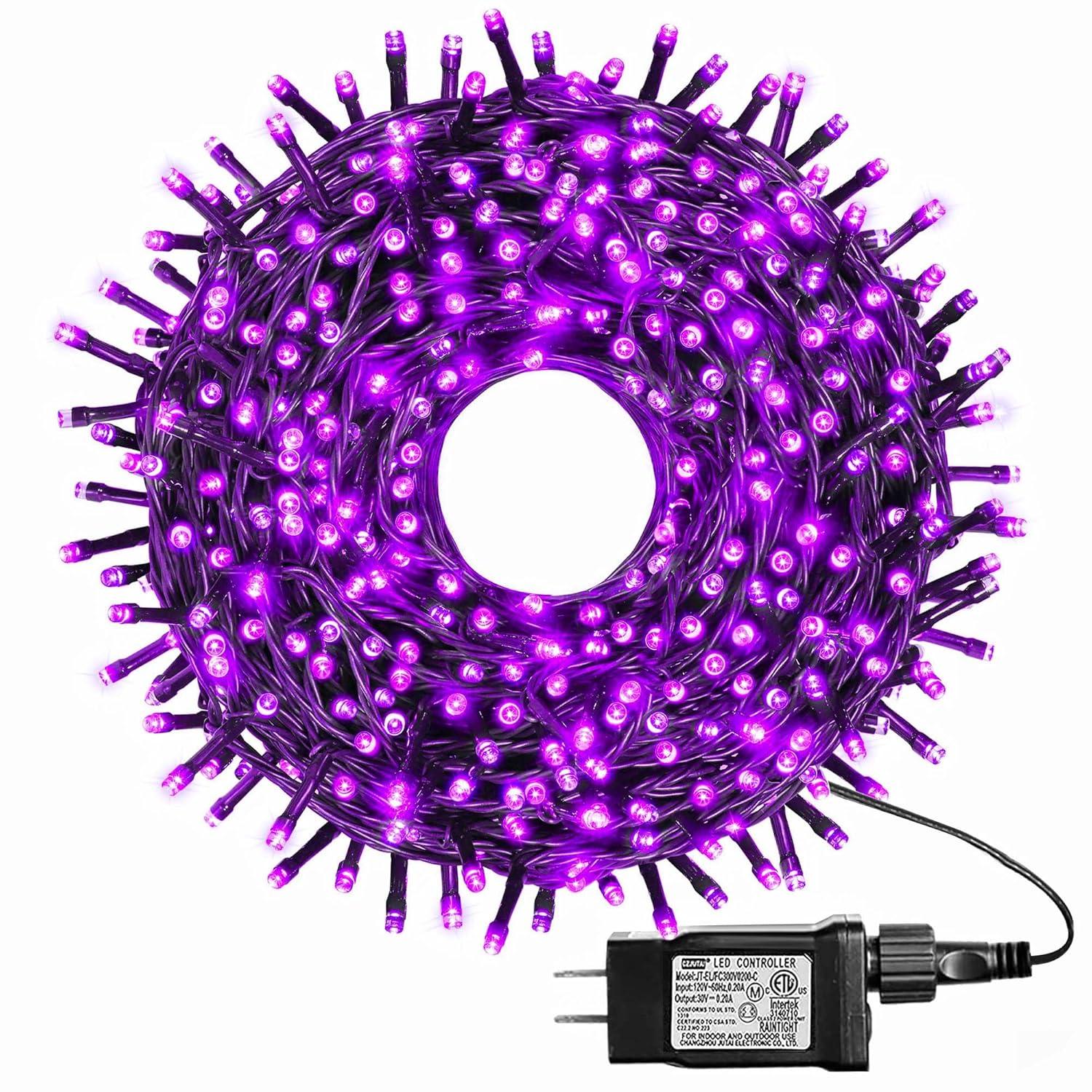 kemooie 500 LED Purple Christmas Lights, 164FT 8 Twinkle Modes Plug in Light, Waterproof Extra Long String Lights for Outdoor Indoor Tree Wedding Party Garden Halloween Christmas Decorations (Purple)