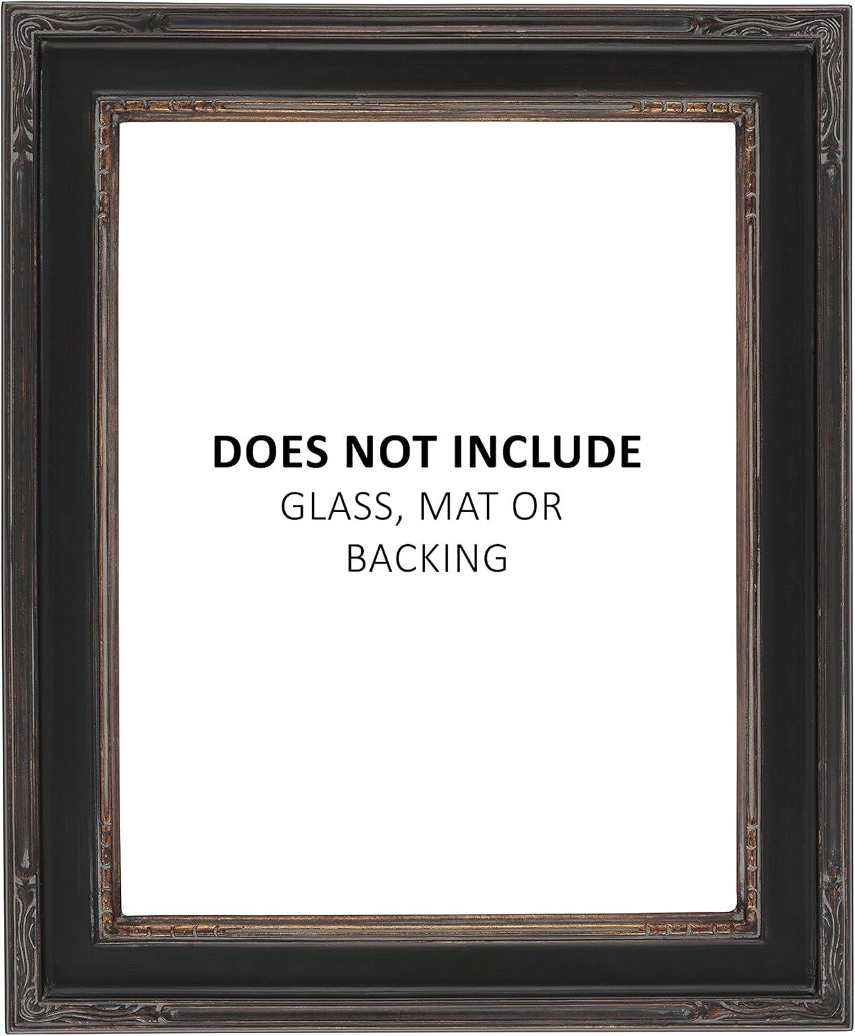 Creative Mark Plein Air Museum Collection Nouveau Picture Frame Solid Wood Composition Hand-Leafed Museum Quality Closed Corner  - Black/Gold 8x10