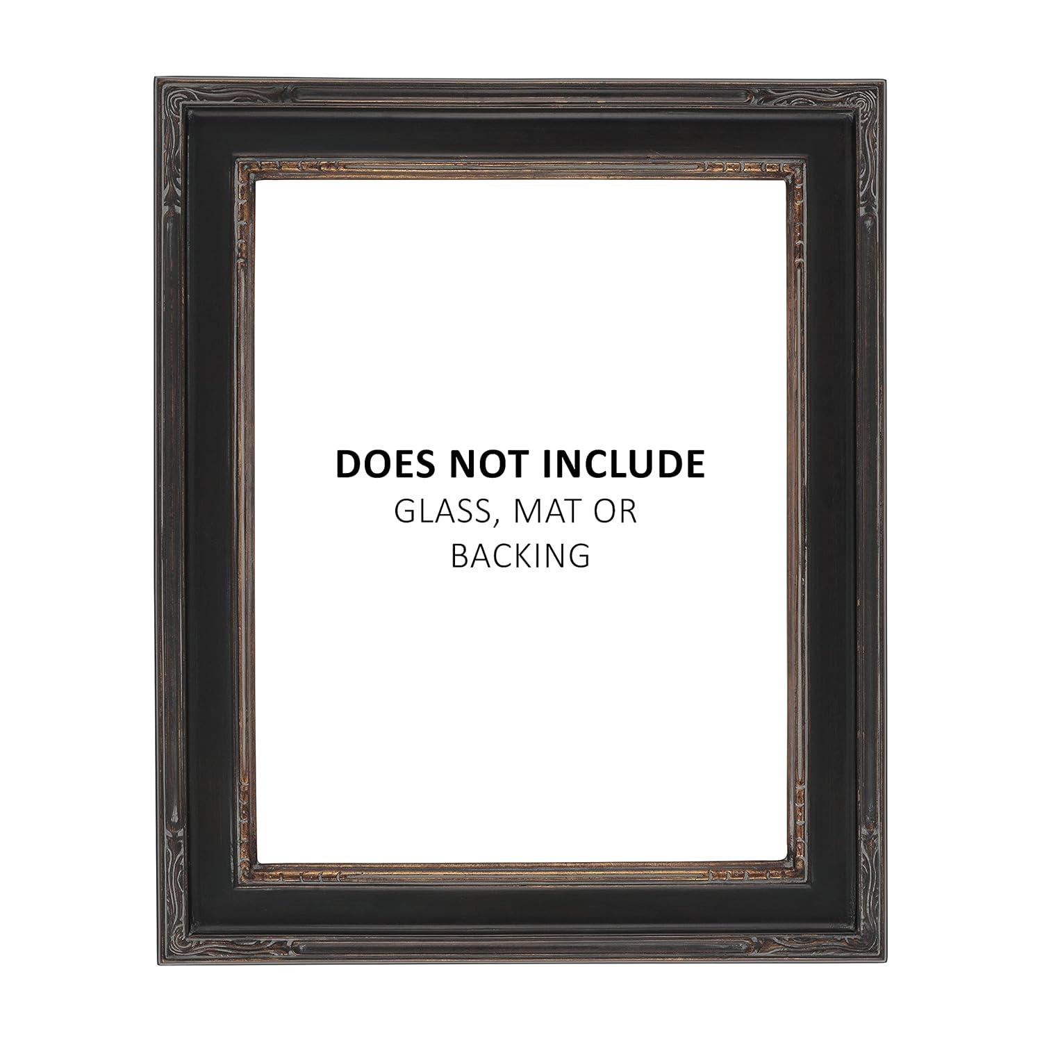 Creative Mark Plein Air Museum Collection Nouveau Picture Frame Solid Wood Composition Hand-Leafed Museum Quality Closed Corner  - Black/Gold 8x10