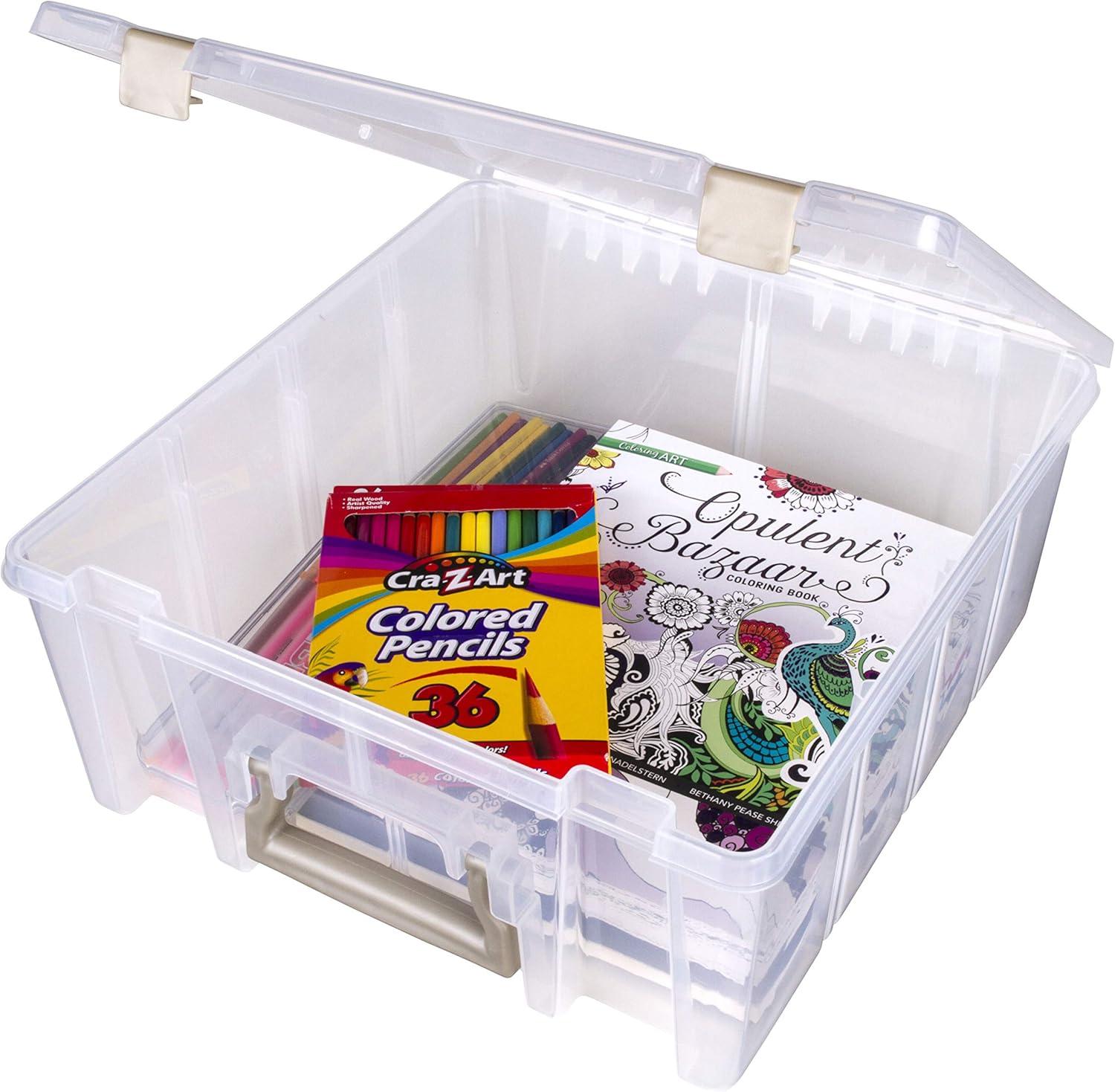 Clear and Gold Stackable Plastic Craft Storage Boxes, 3-Pack