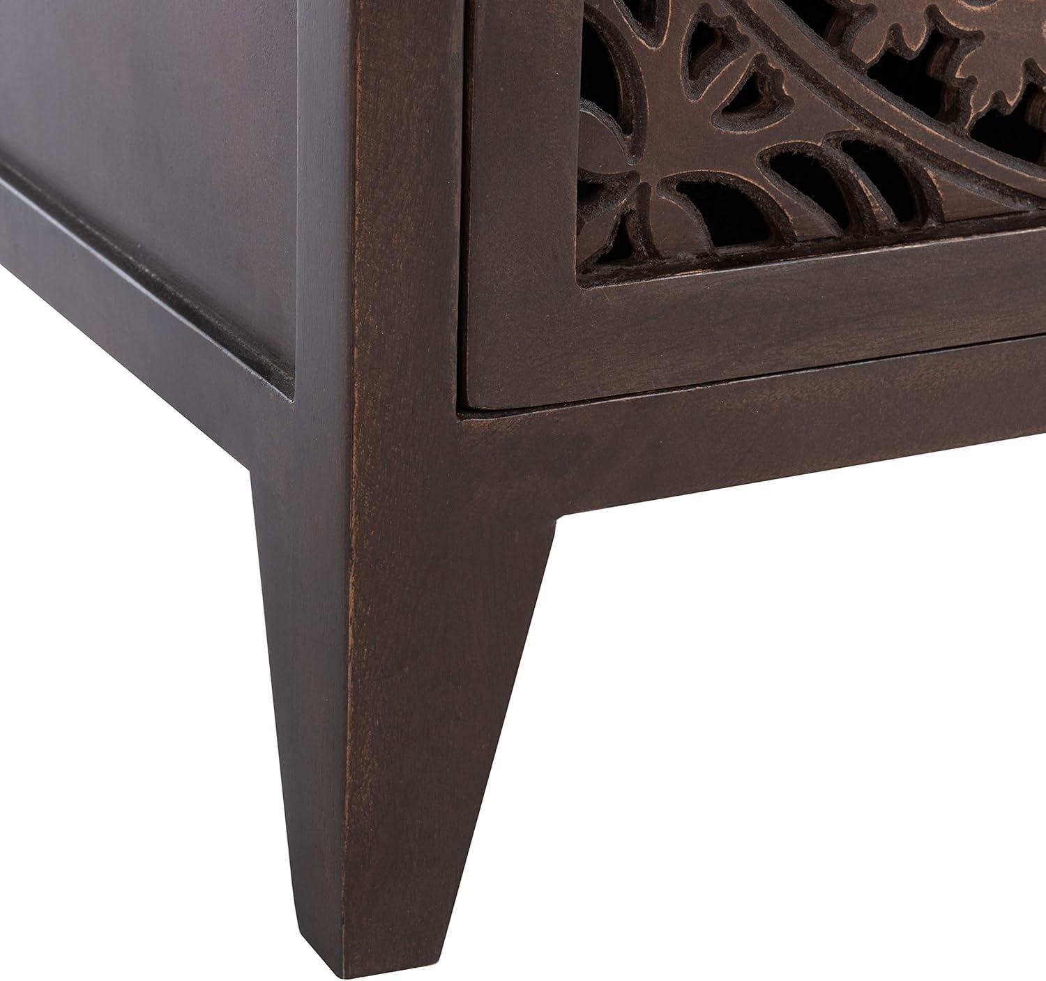 Thea 1 Door Carved Nightstand  - Safavieh