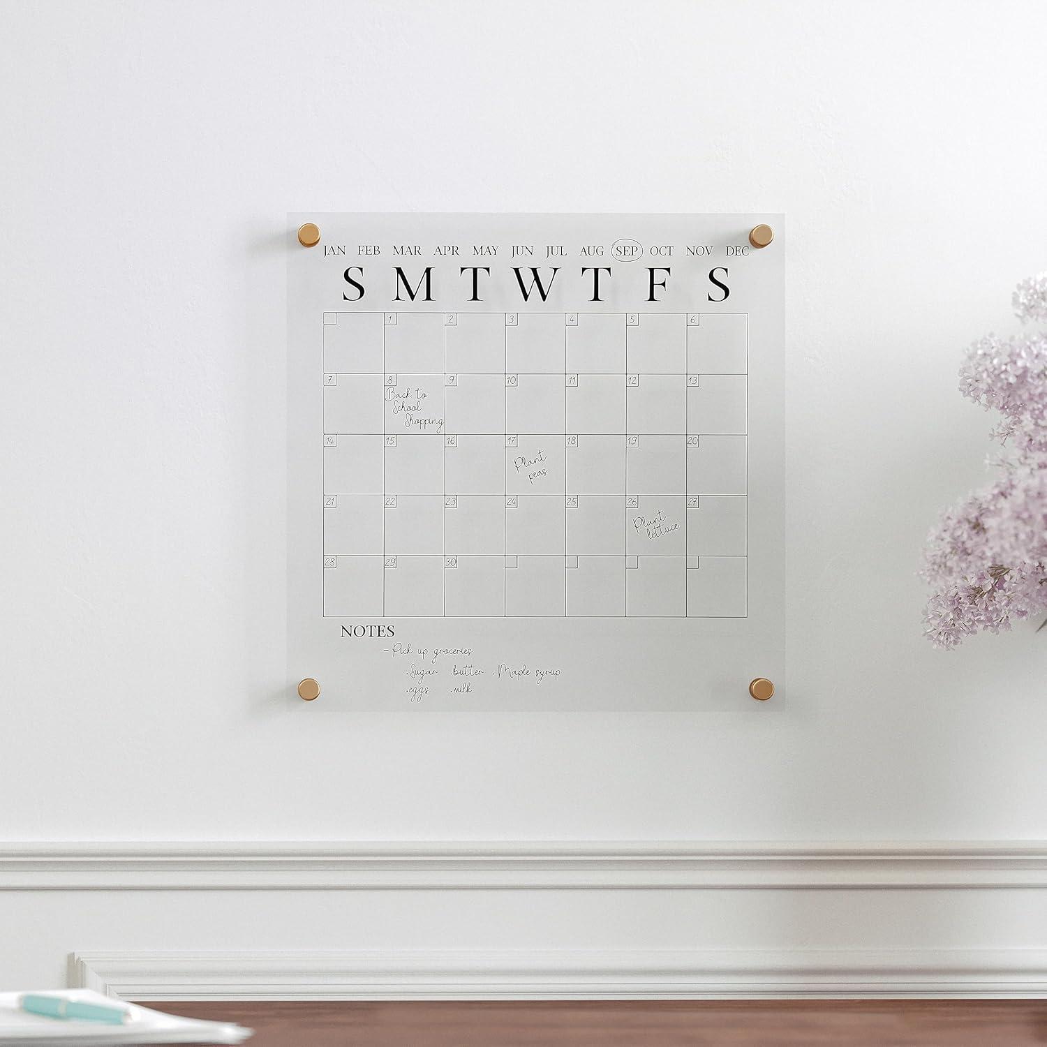 Thomas Martha Stewart Acrylic Wall Calendar with Dry Erase Marker and Mounting Hardware