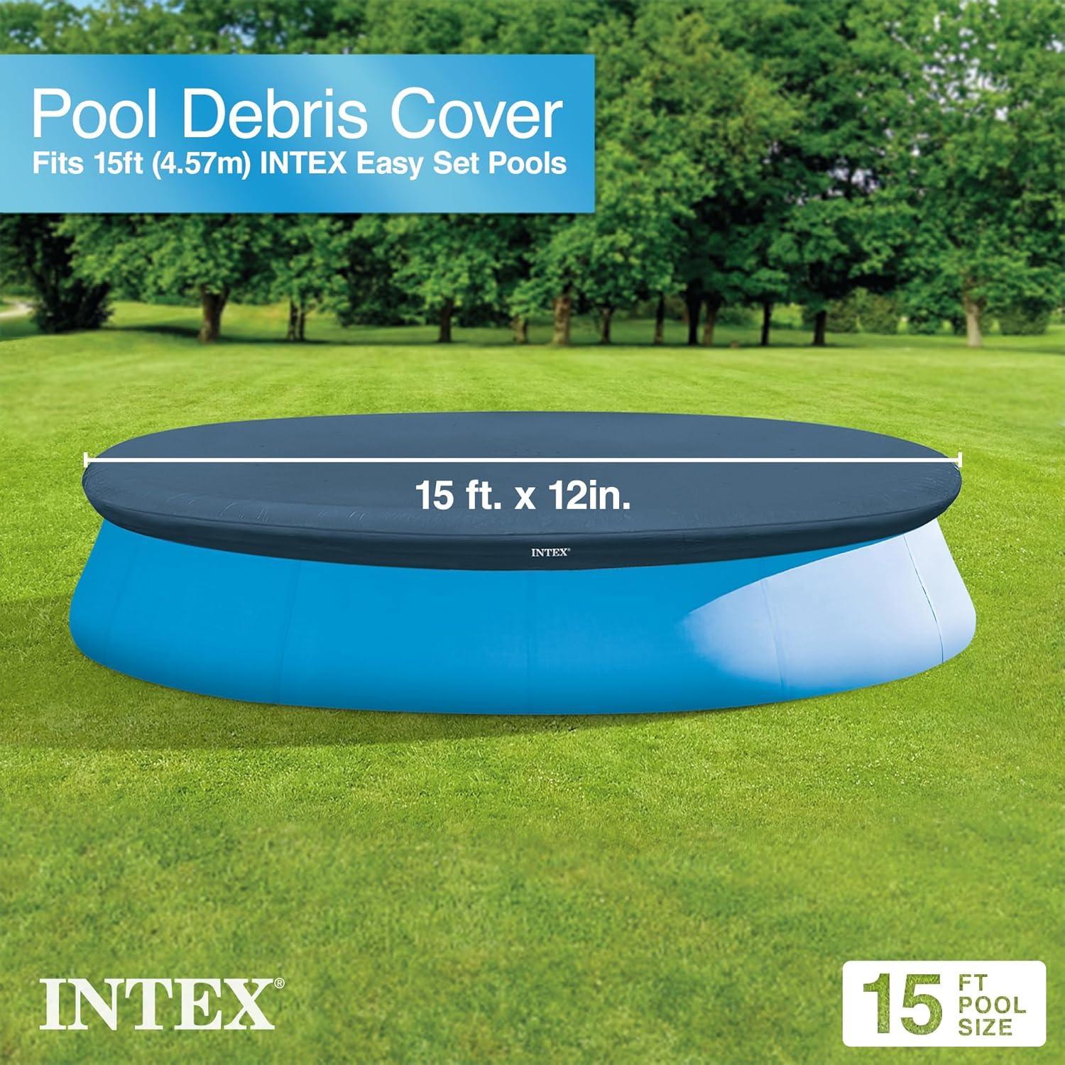 Intex 15' x 33" Easy Set Above Ground Swimming Pool, Filter Pump & Cover Tarp