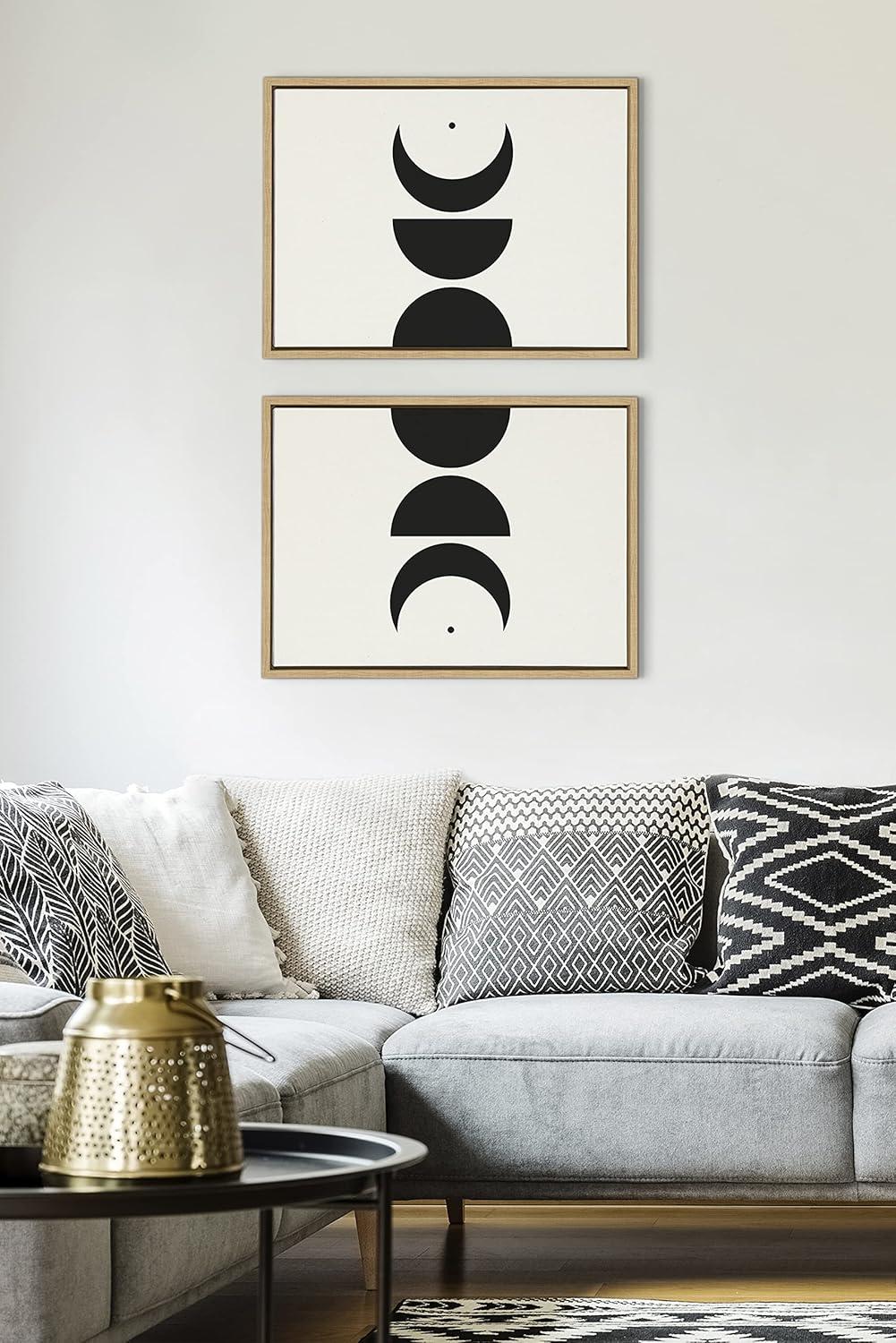 (Set of 2) 18 x 24 Sylvie Modern Geometric Moon Phases by The Creative Bunch Studio Framed Canvas Set - Kate & Laurel All Things Decor