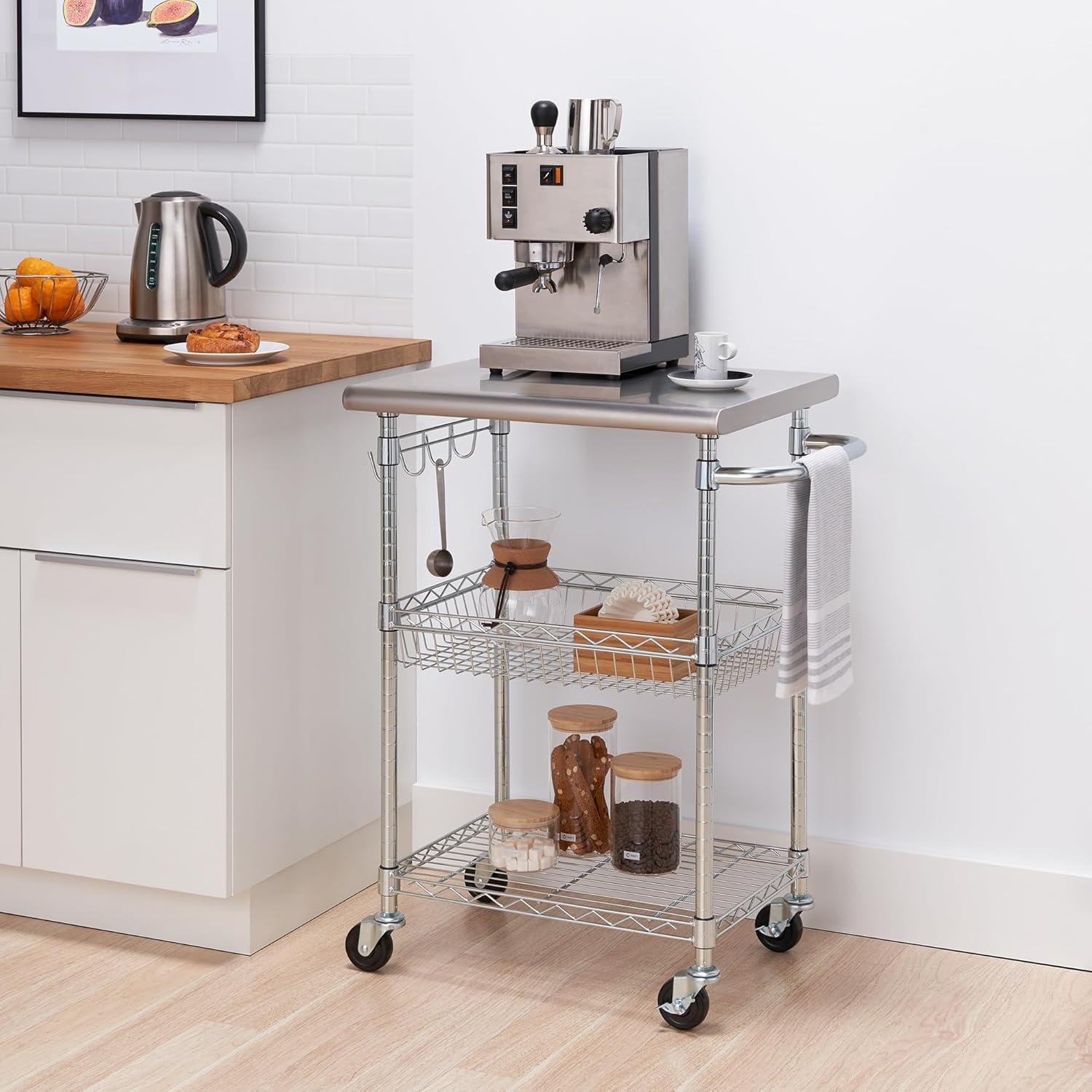 TRINITY EcoStorage® 24" Stainless Steel Kitchen Cart, NSF - Chrome