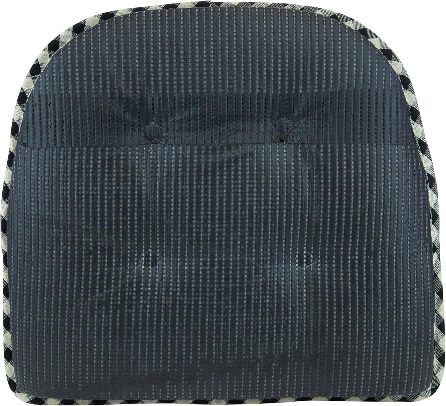 Klear Vu Omega Non-Slip Chair Cushions, Assembled in USA, U-Shaped Skid-Proof Seat Pads for Dining Room, Kitchen, Office, 15"x16", 2 Pack, Gingham Black 2 Count