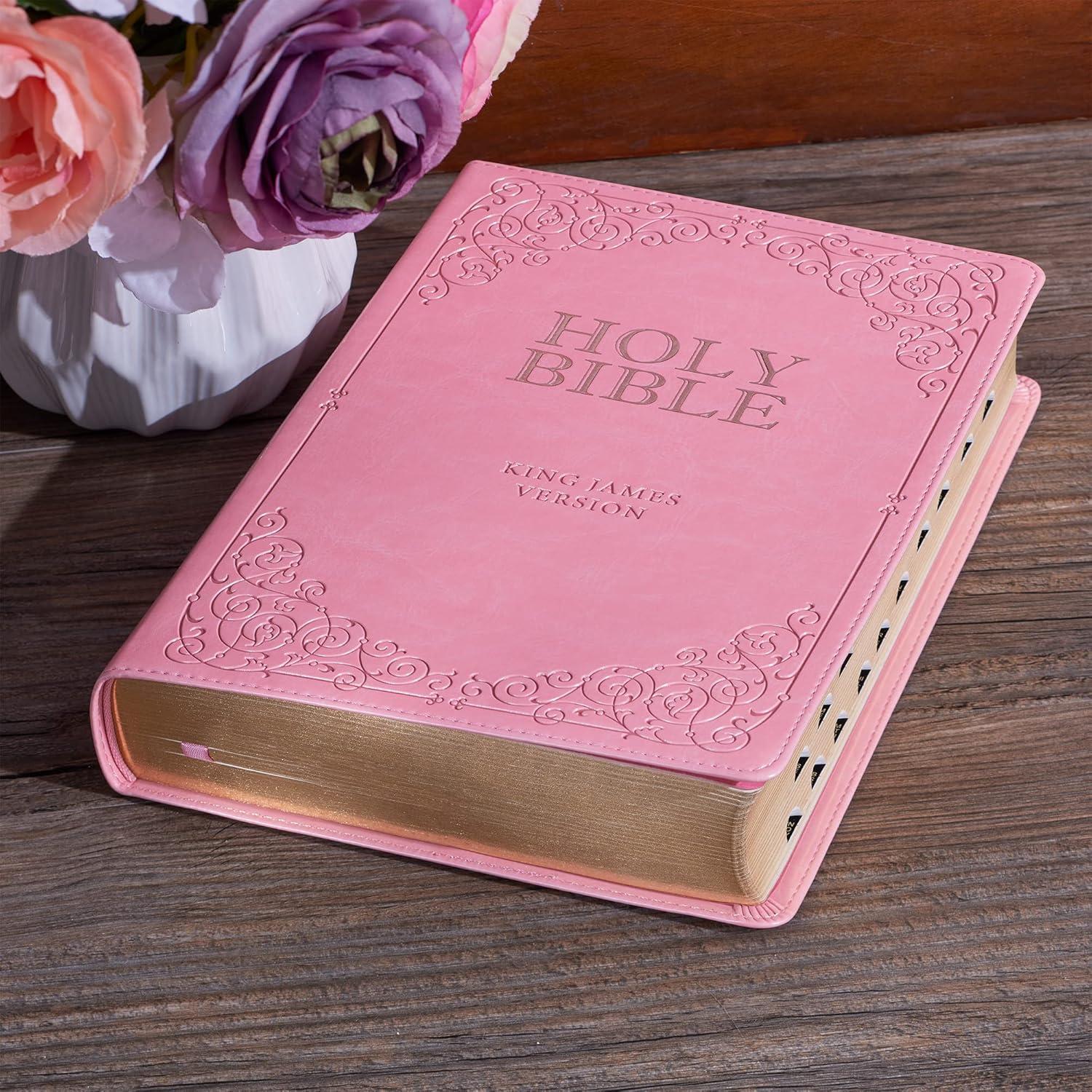 KJV Bible Giant Print Full Size Pink (Large Print) (Hardcover)