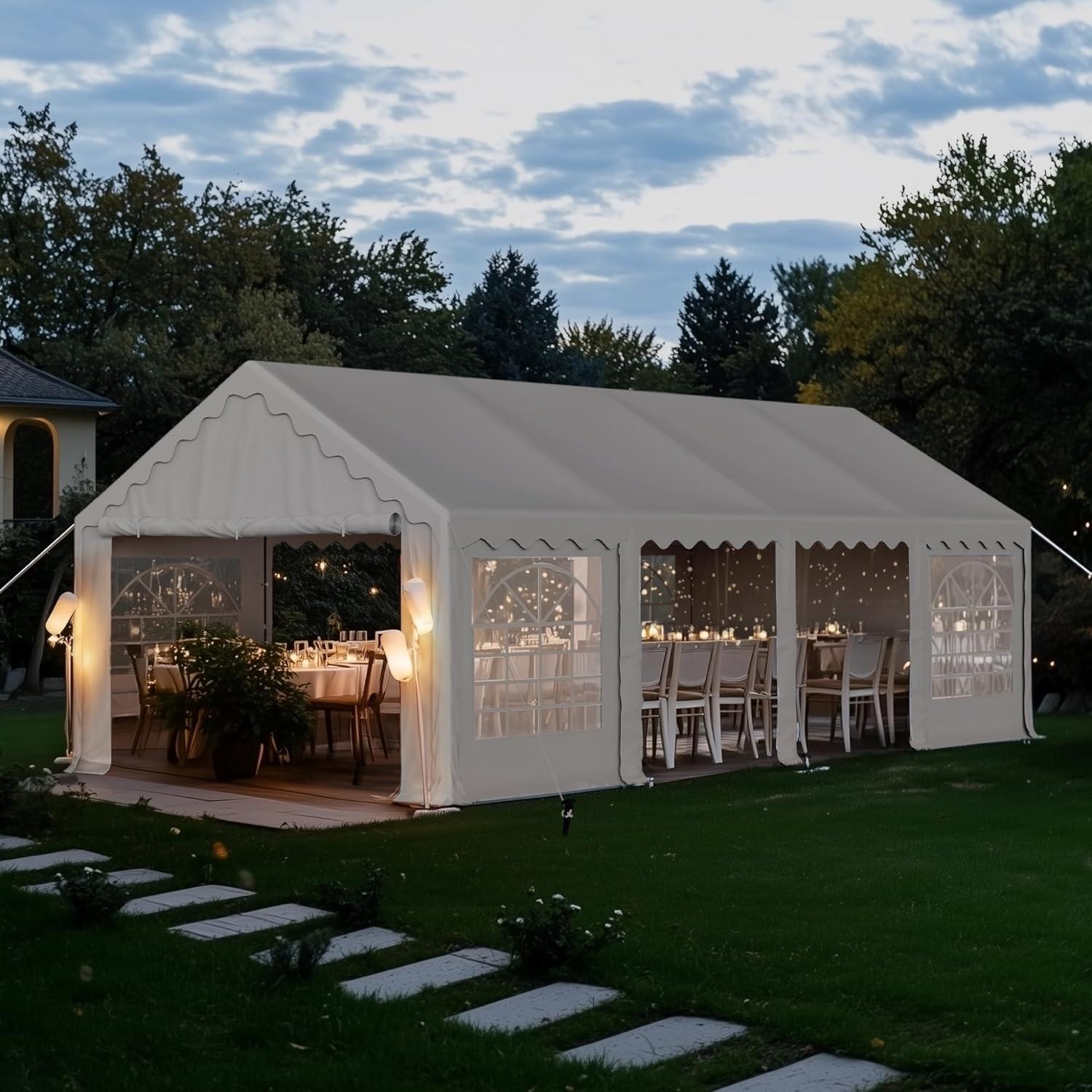 Peaktop Outdoor 13'X26' Party Tent Heavy Duty Wedding Tent with Carry Bags