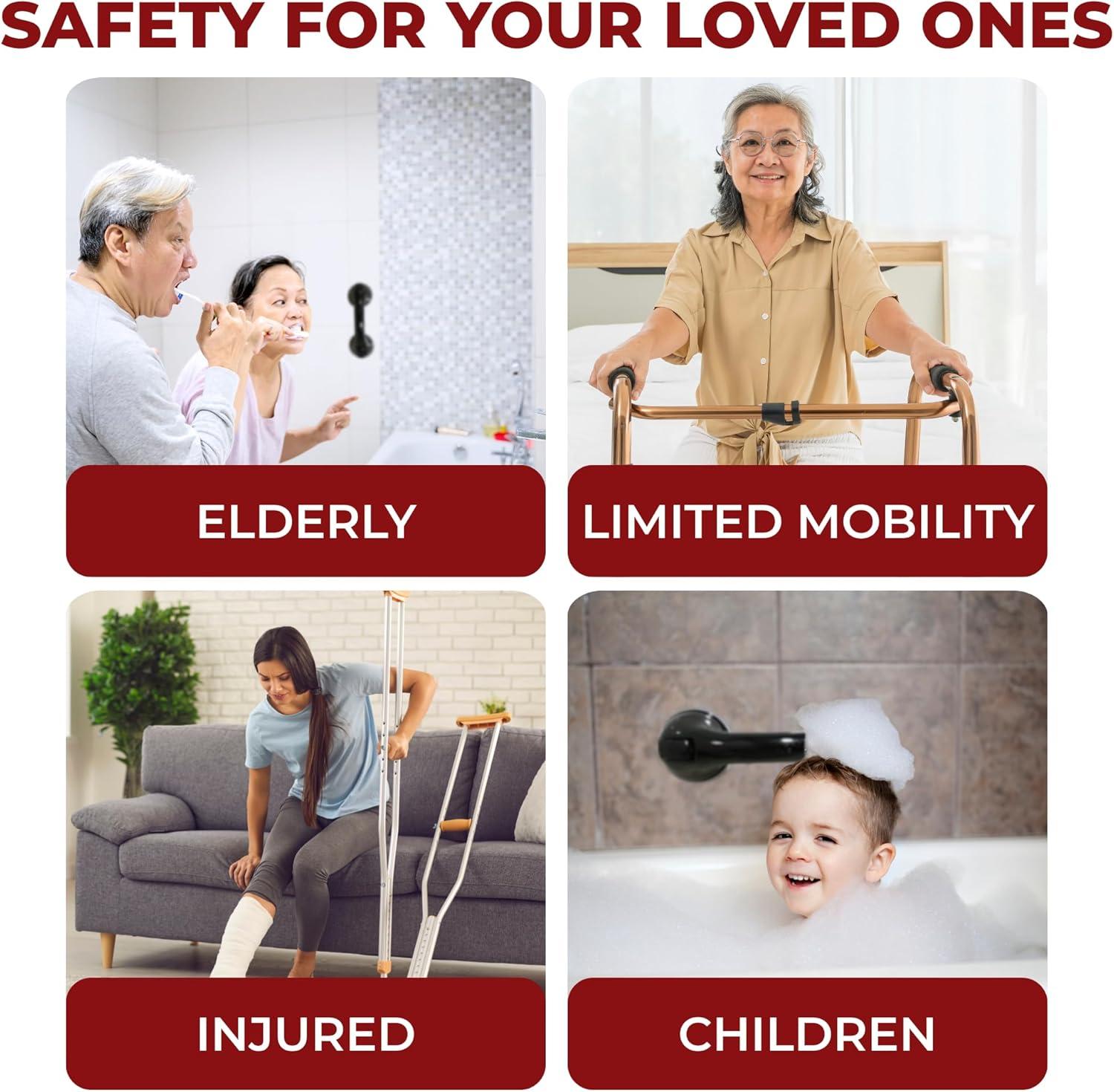 Black 12-Inch Metal Suction Cup Grab Bar