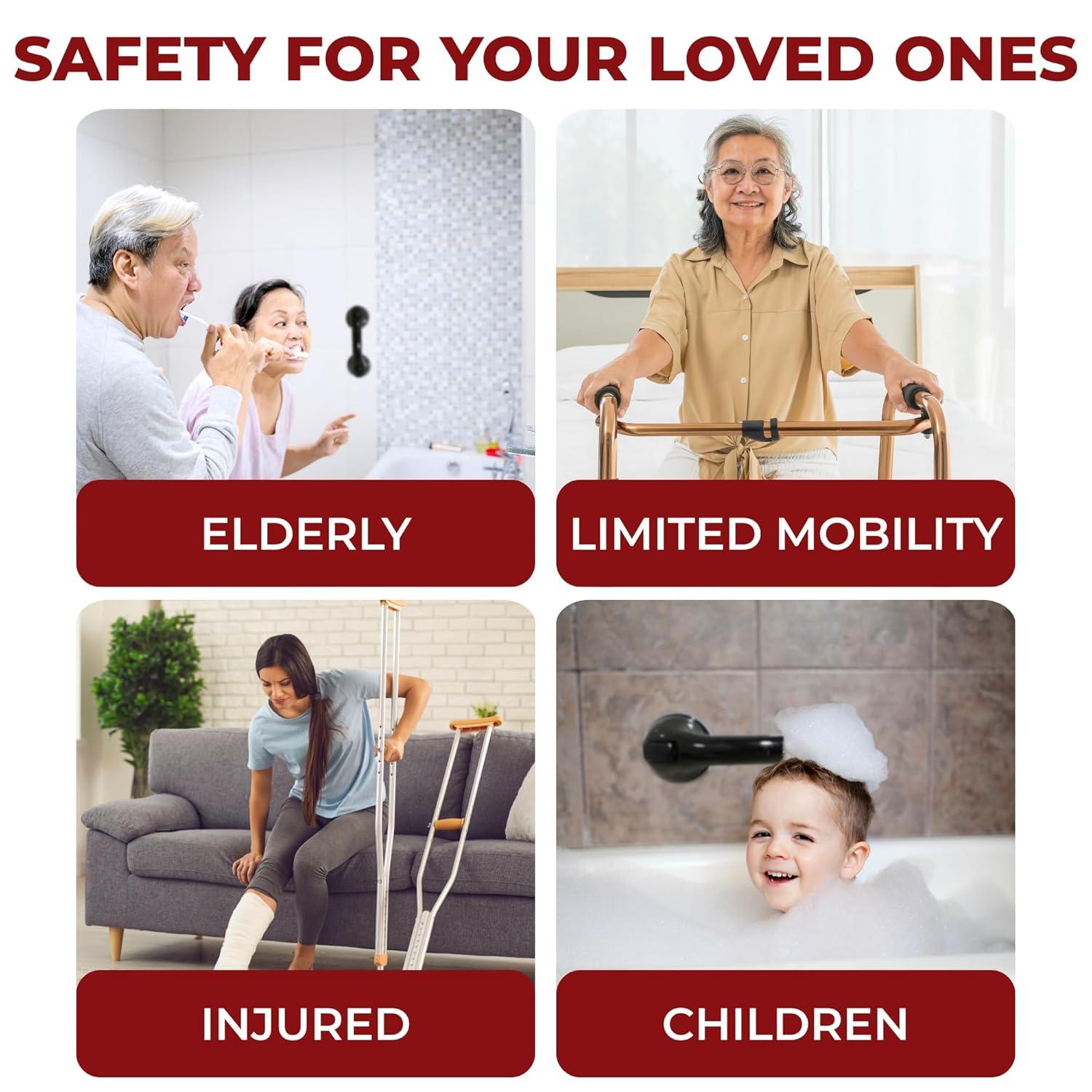 Black 12-Inch Metal Suction Cup Grab Bar