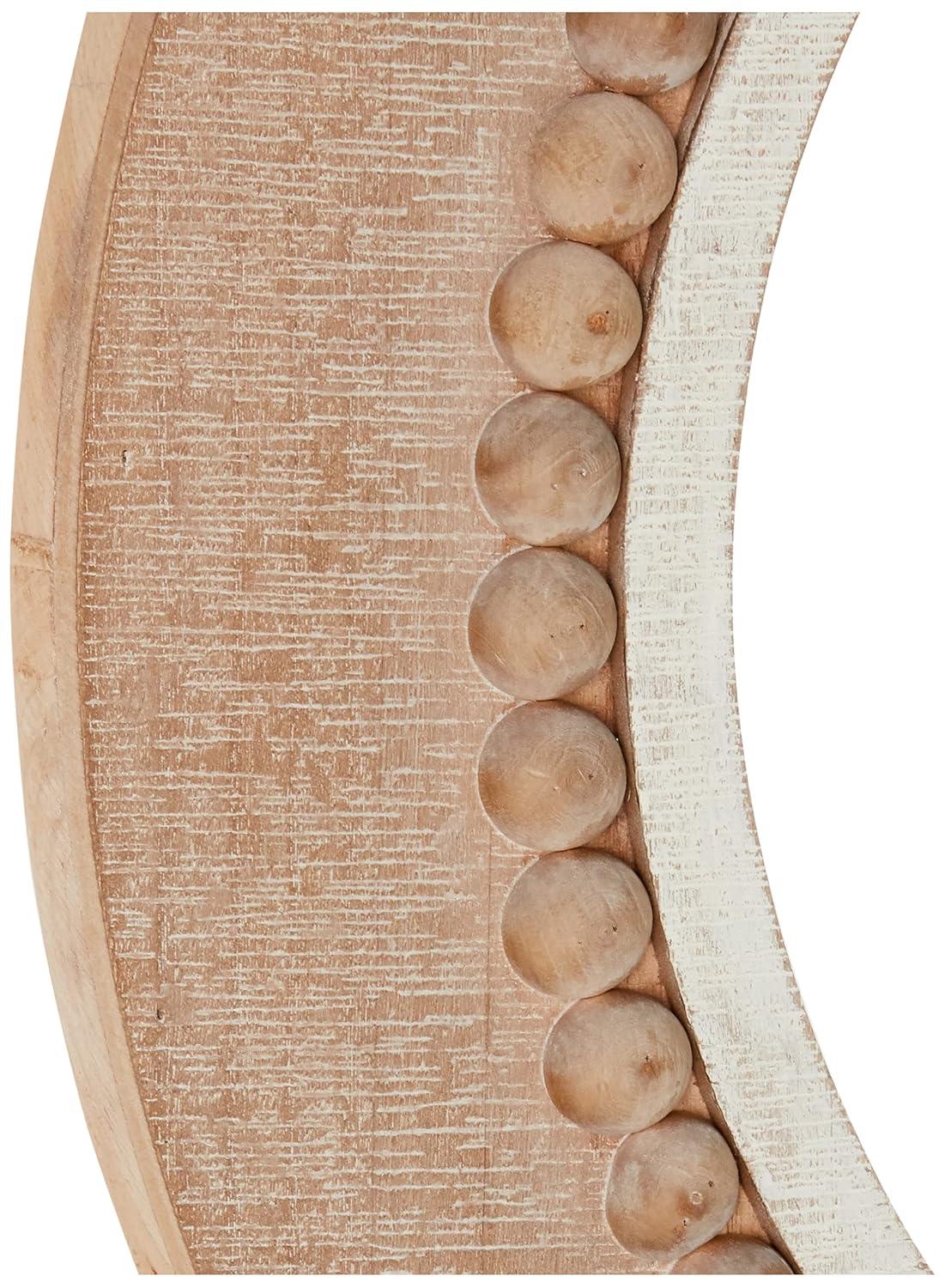 Creative Co-Op Round Wood Framed Wall Mirror, Natural