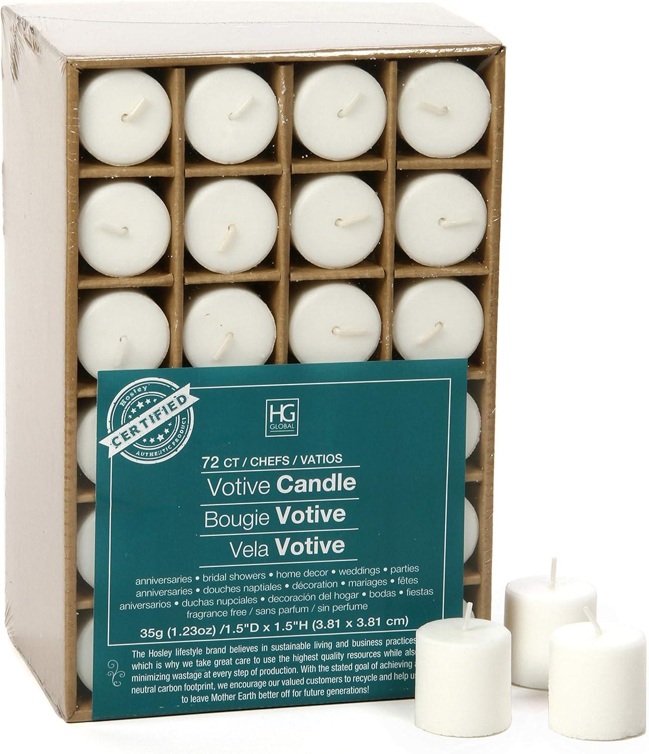 Set of 72 White Unscented Wax Votive Candles